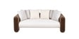 Arcade Leatherette 3 Seater Sofa with Solid Wood Fluting and Fabric Seat