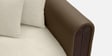 Arcade Leatherette 3 Seater Sofa with Solid Wood Fluting and Fabric Seat in Beige Colour Arcade Leatherette 3 Seater Sofa with Solid Wood Fluting and Fabric Seat in Beige Colour