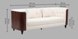 Arezzo Velvet 3 Seater Sofa With Bent Veneer Back in Soft Cream Colour