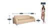 Aris 3 Seater Sofa With Ivory Finish