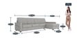 Aristo 5 Seater LHS Sectional Sofa In Sandy Grey Colour