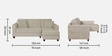 Aristocrat Velvet LHS Sectional Sofa In Camel Beige Finish