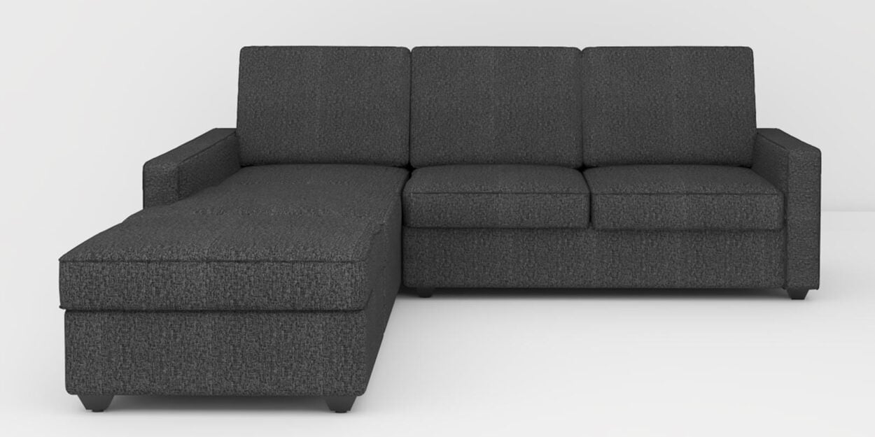 Buy Aristo 4 Seater RHS Sectional Sofa With Ottoman In Ash Grey Colour