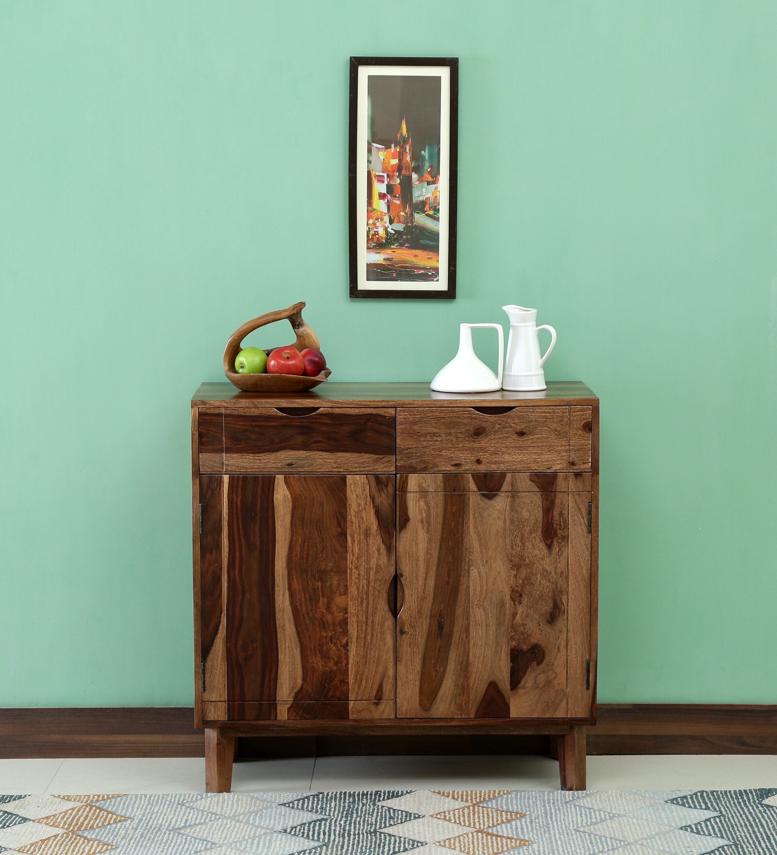 Arabel Sheesham Wood Sideboard In Rustic Teak Finish