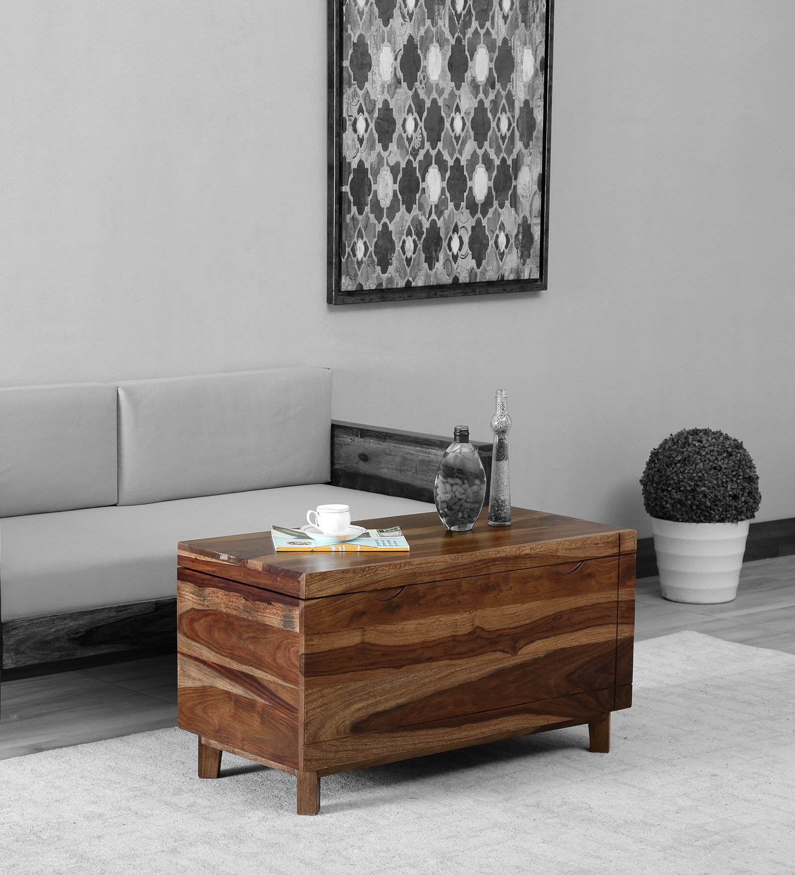 Arabel Sheesham Wood Trunk In Rustic Teak Finish