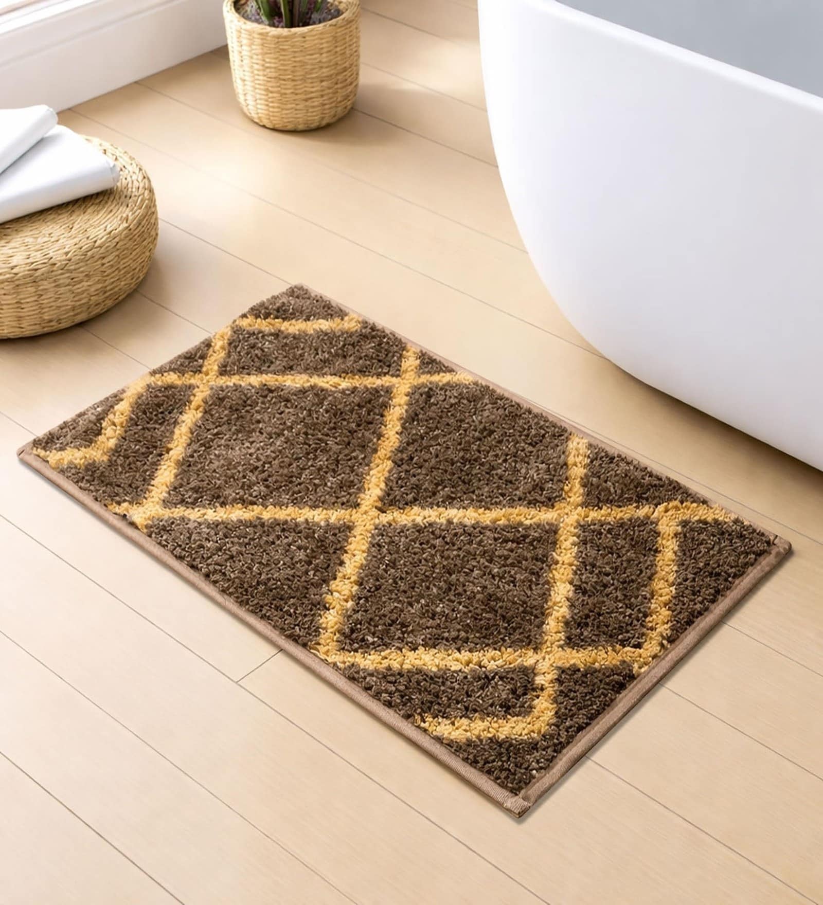 Arabic Coffee Microfibre 16x24 Inches Quick Dry Bath Mat