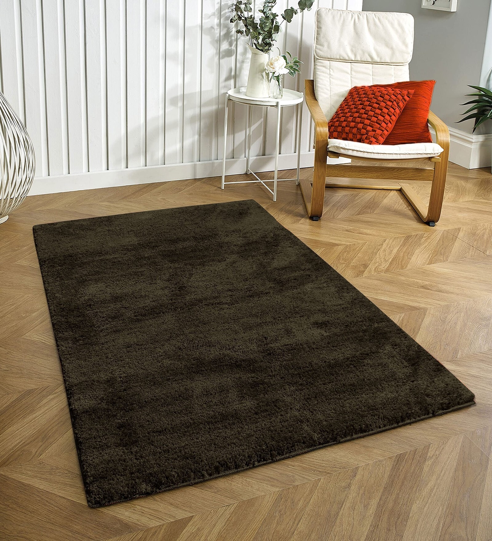 Arabic Coffee Solid Microfiber 6 X 7 Feet Tufted Carpet
