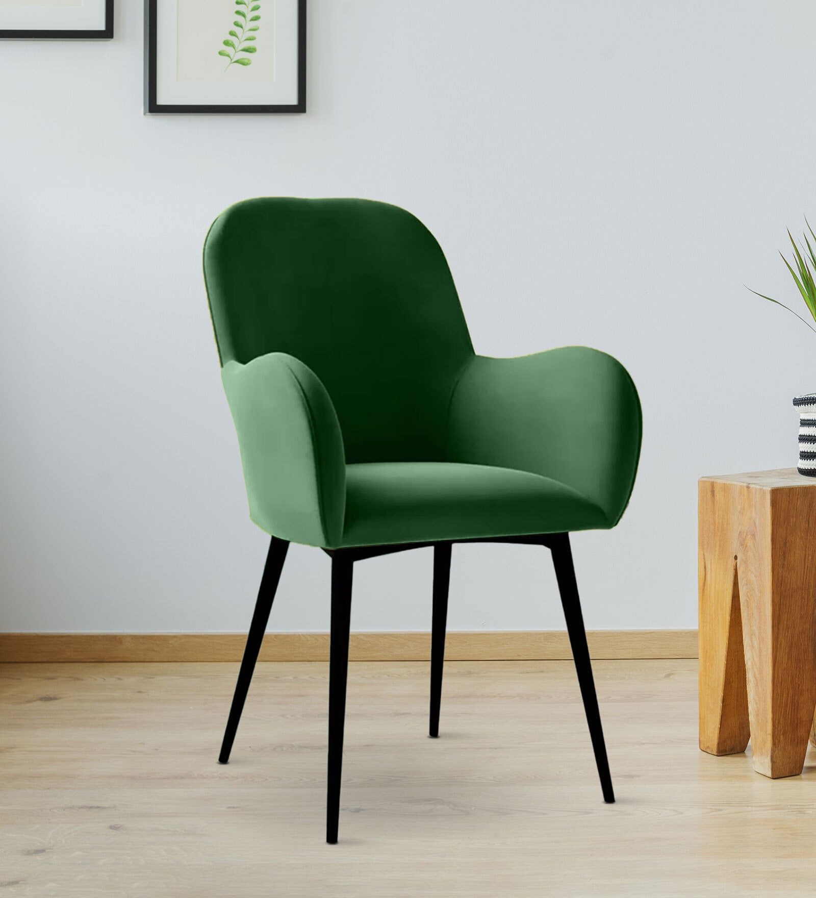 Araceli Velvet Dining Chair In Green Colour