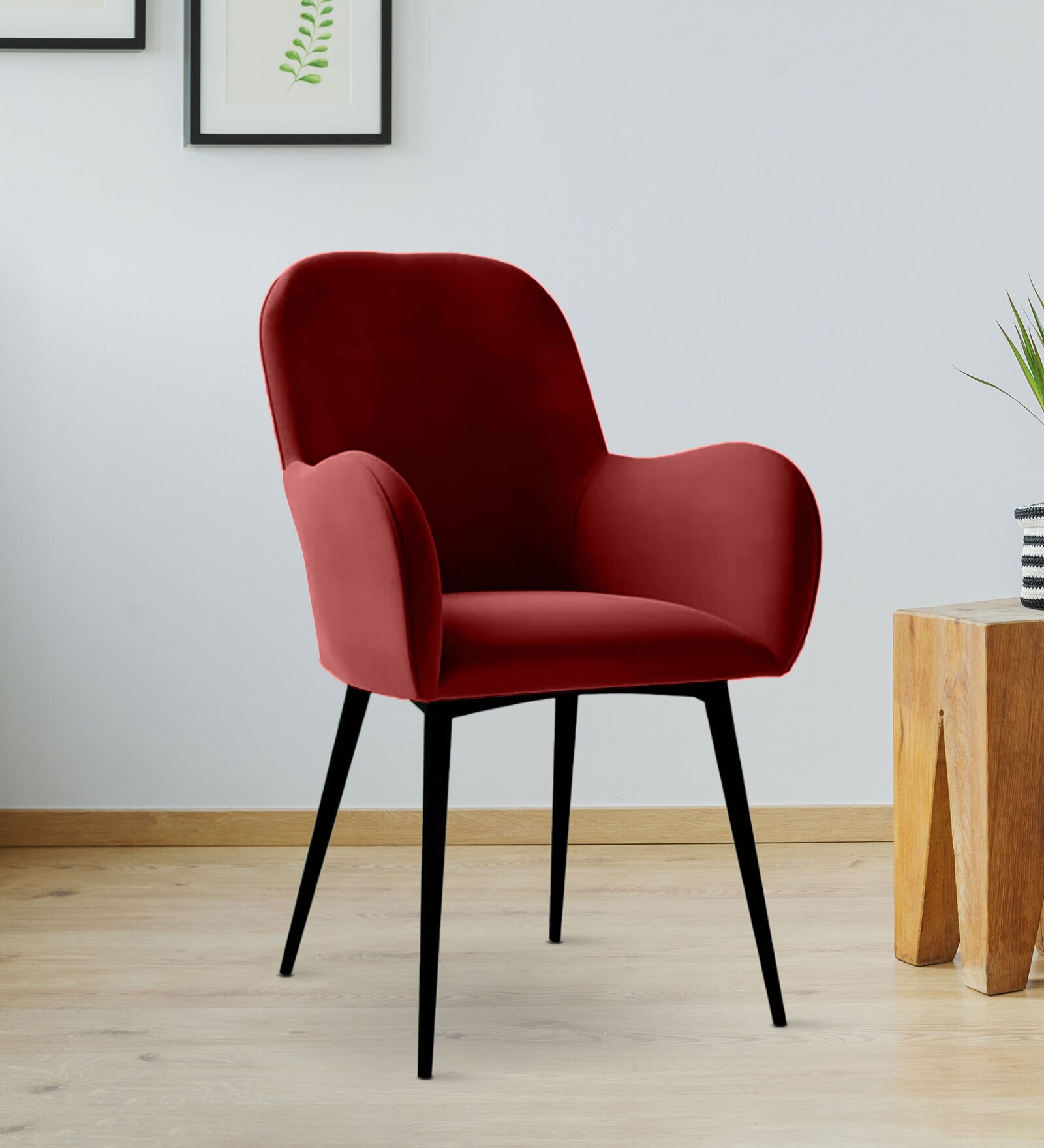 Araceli Velvet Dining Chair In Red Colour