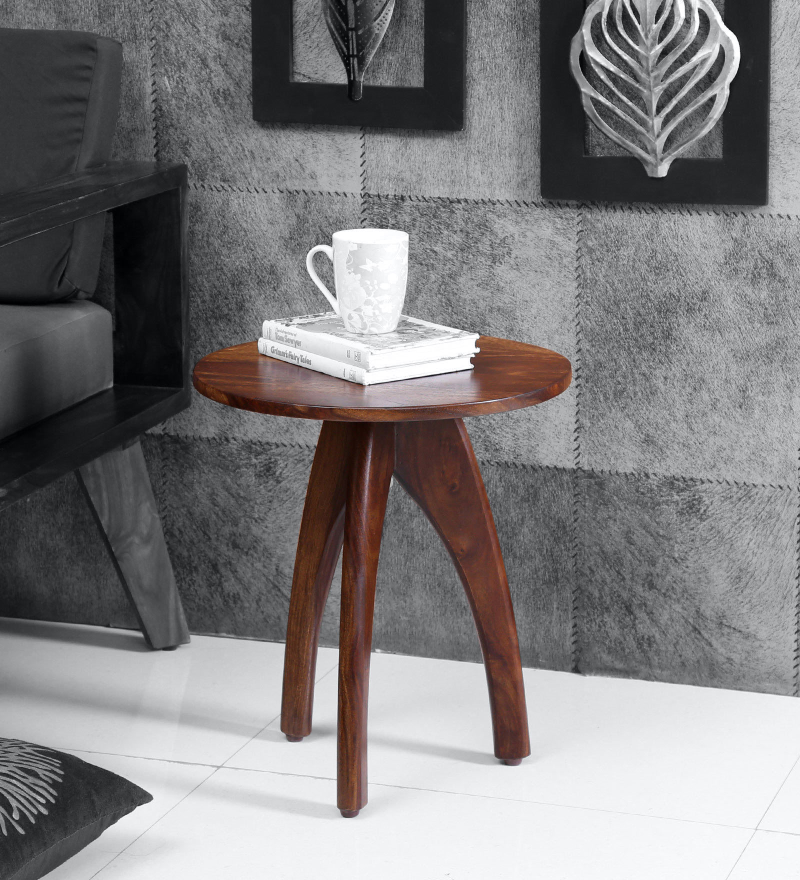 Arbor Sheesham Wood End Table In Provincial Teak Finish