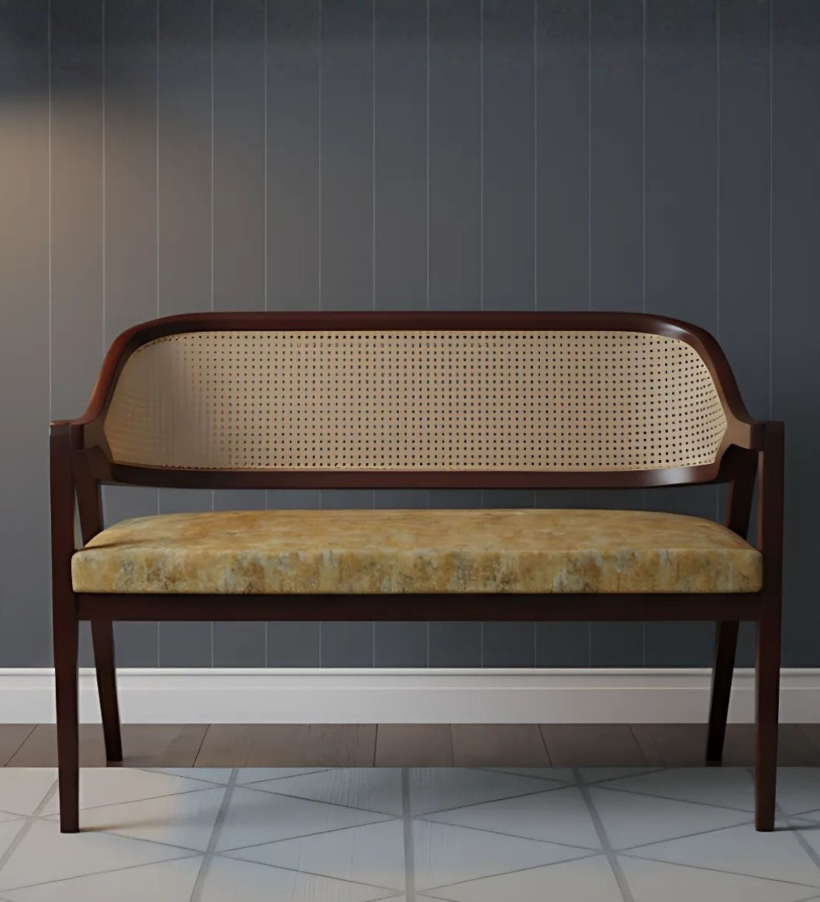 Arbor Solid Wood Lofa Sofa In Gold Velvet Finish