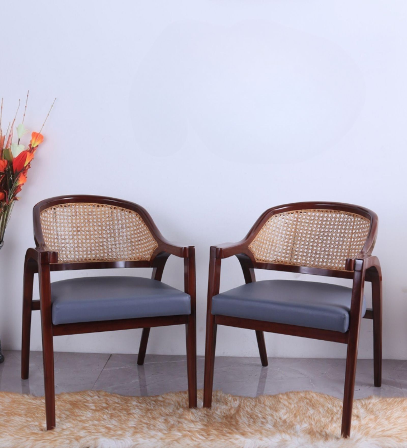 Arbor Teak Wood Arm Chairs In Brown Finish