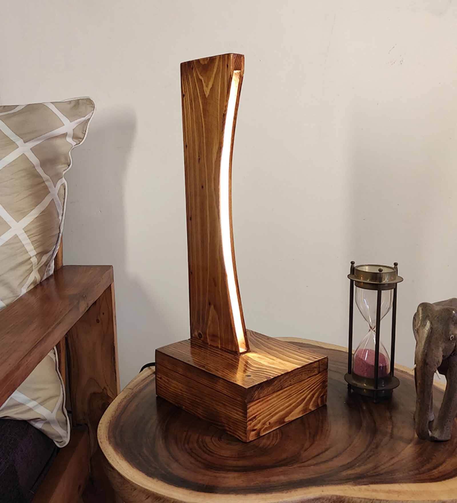 Arc Brown Wooden LED Table Lamp