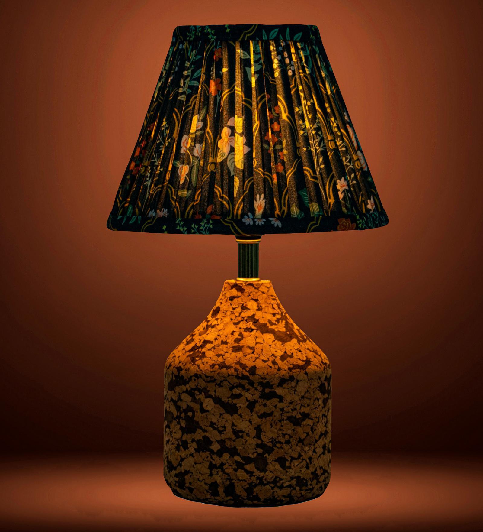 Blue Arc Table Lamp in Handcrafted Natural Cork with Lampshade