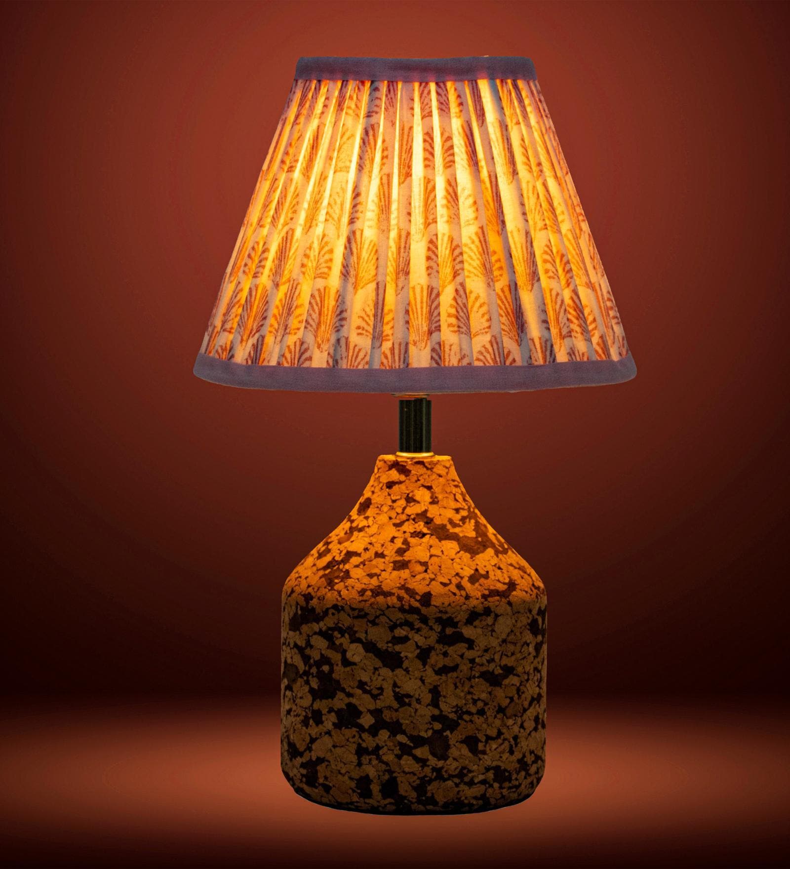 Pink Arc Table Lamp in Handcrafted Natural Cork with Lampshade