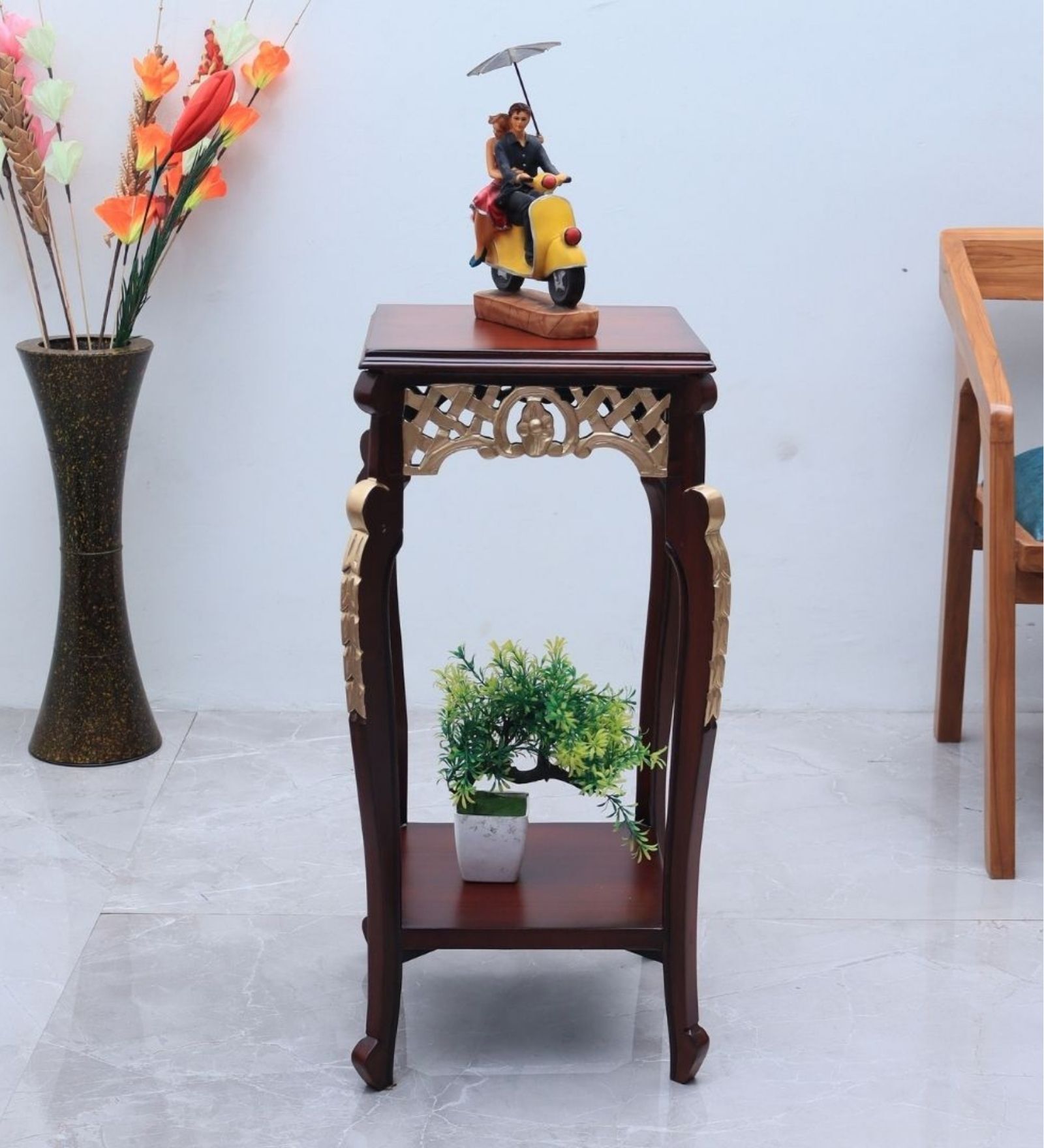 Arcadia Teak Wood Planter Table In Brown Finish