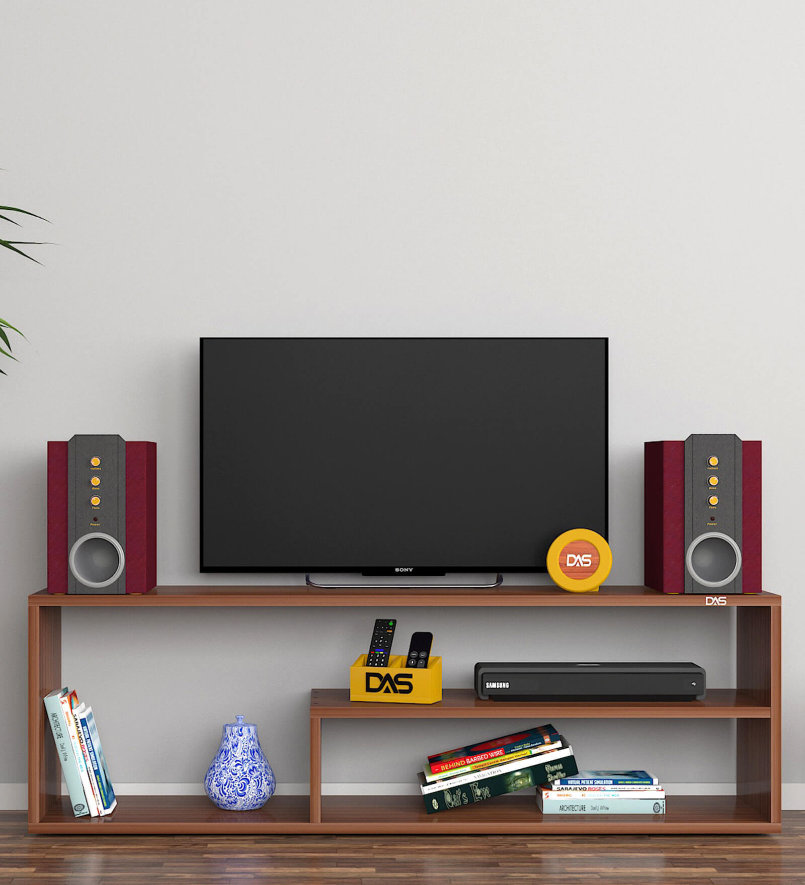 Archer TV Console in Walnut Finish For Up To 55"