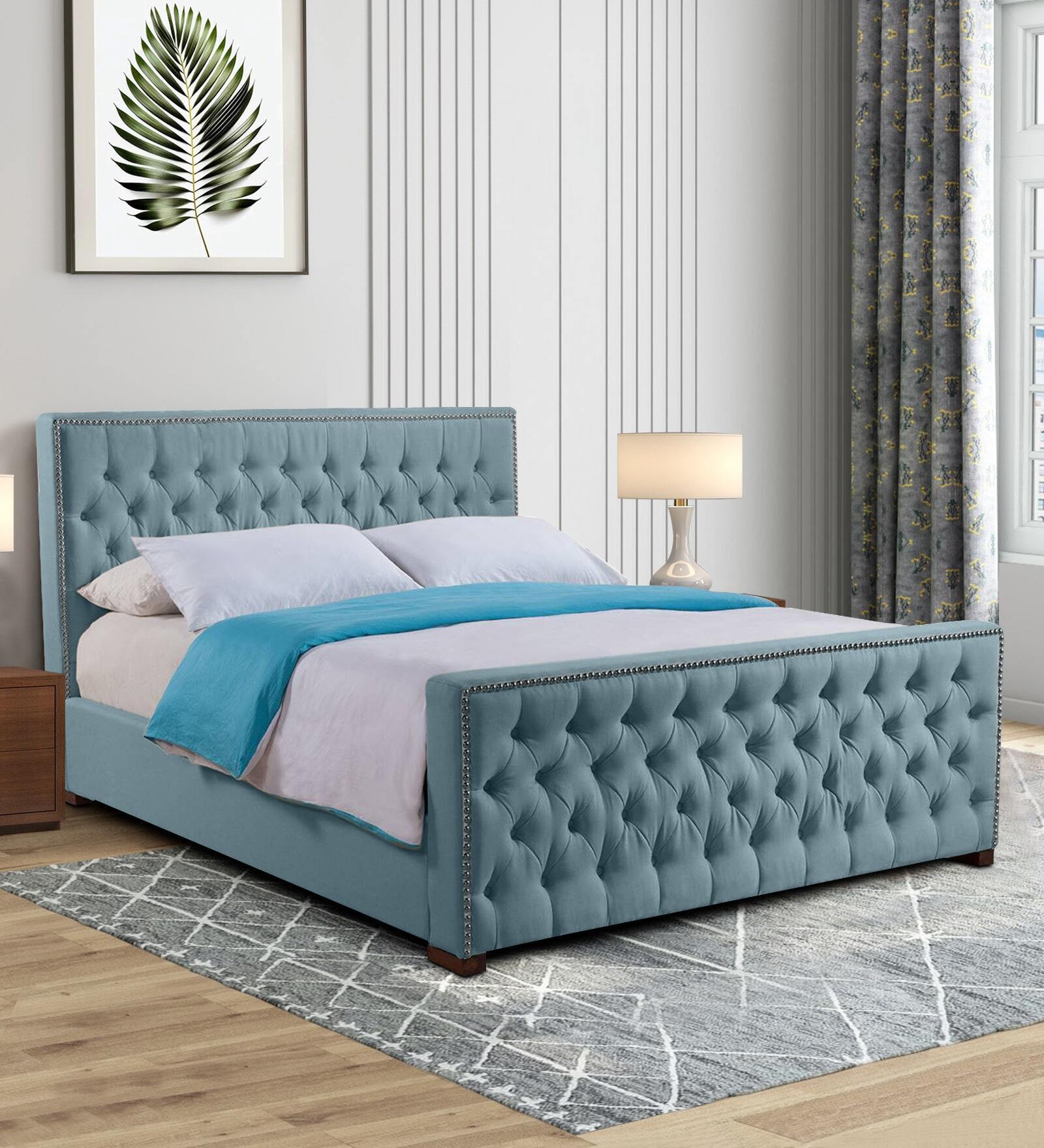 Archer Upholstered Queen Size Bed In Grey Color