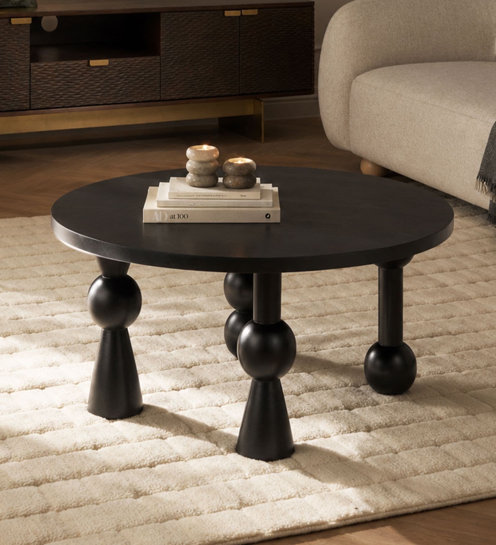 Archie Spindle Coffee Table In Black Finish