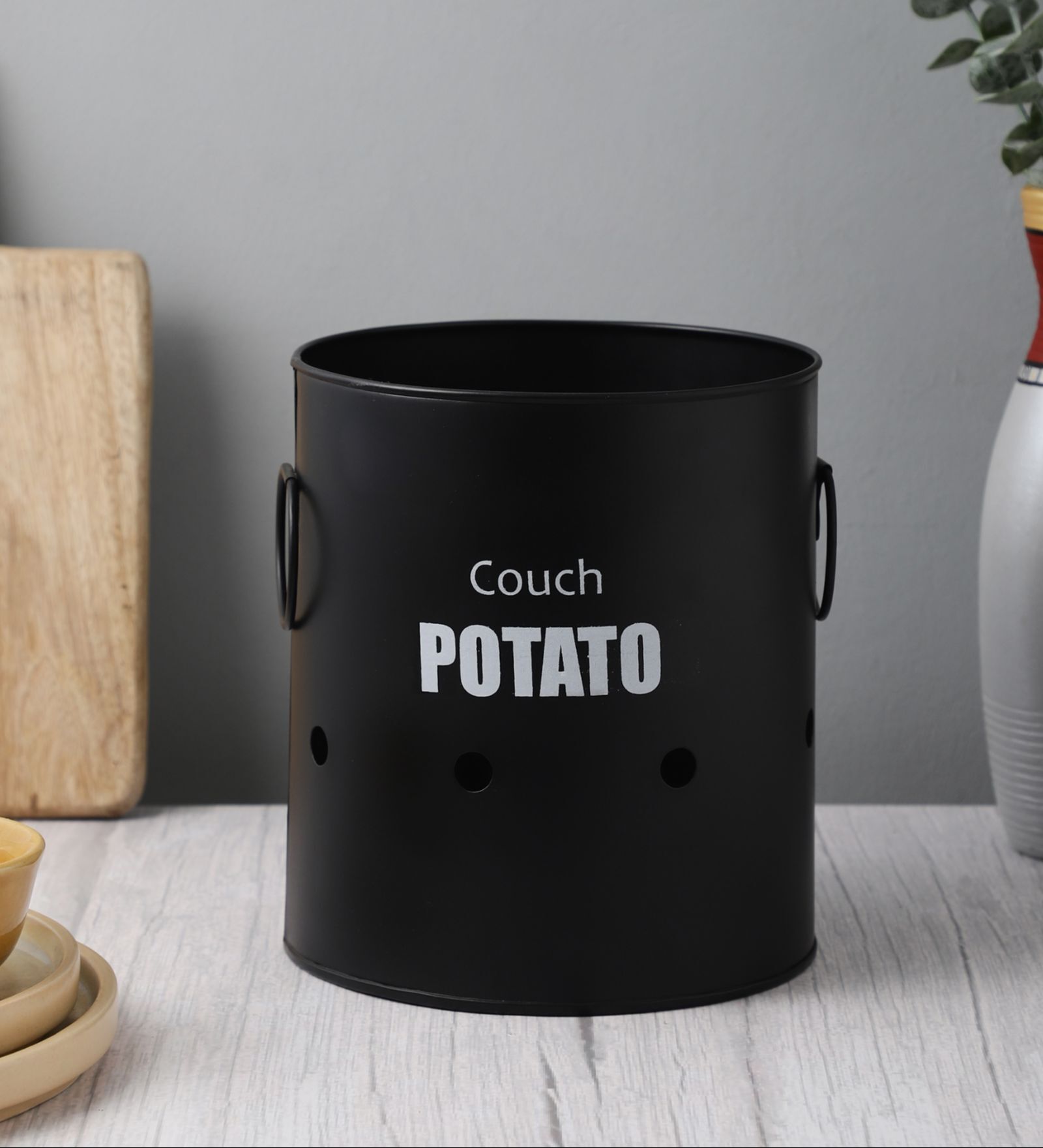 Ardura Black Metal Potato Container with Holes