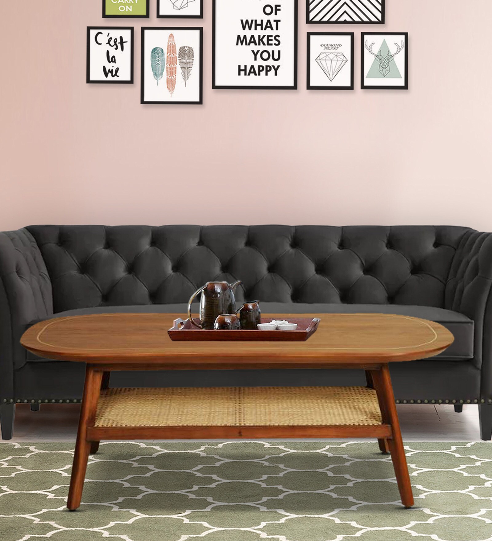 Arhus Sheesham Wood Coffee Table In Teak Finish