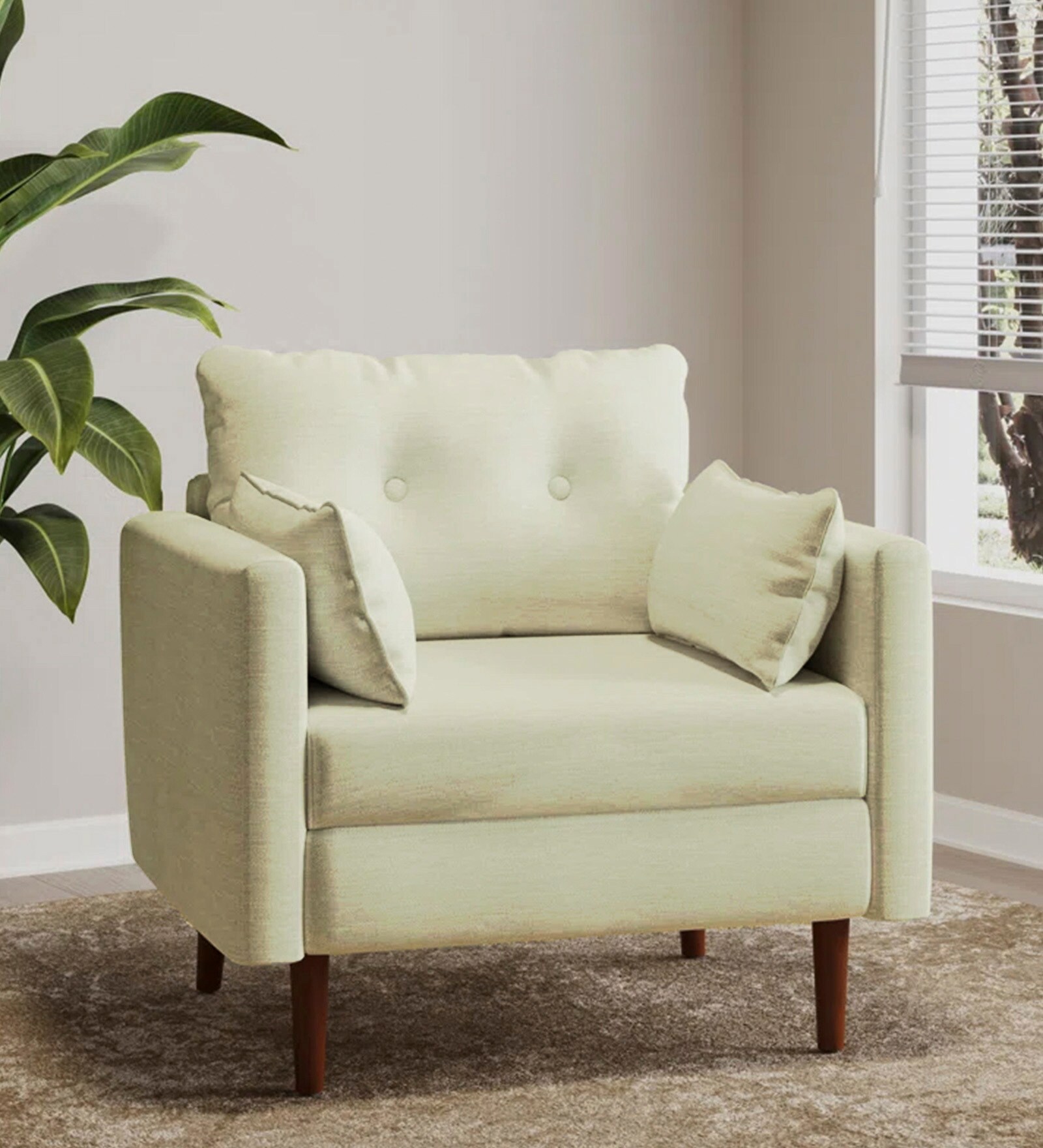 Ariahana Fabric Arm Chair in Light Green Colour