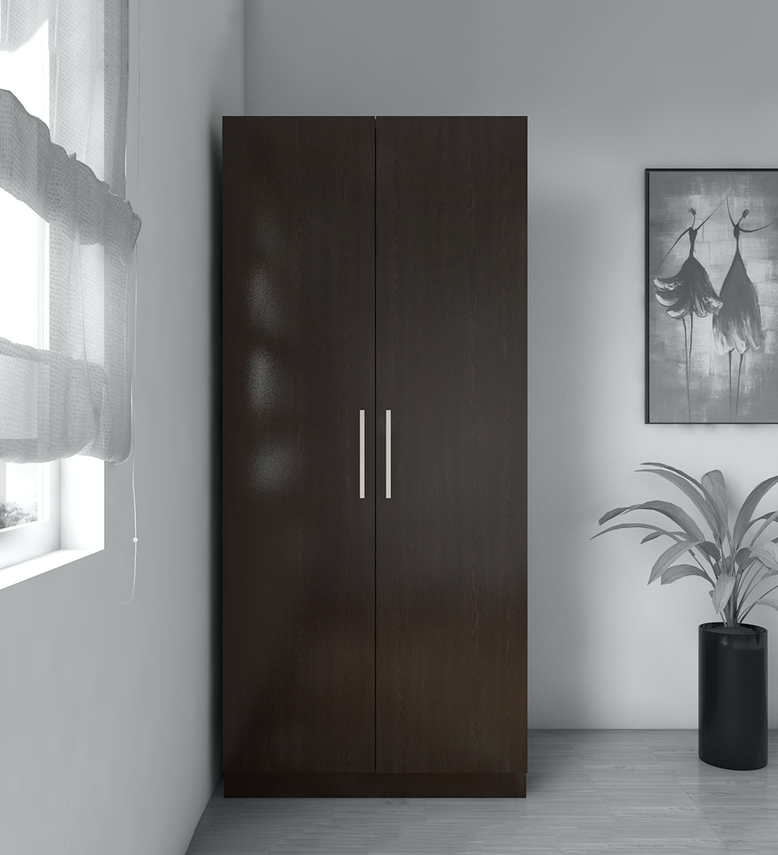 Ariana 2 Door Wardrobe in Antique Ebony Finish