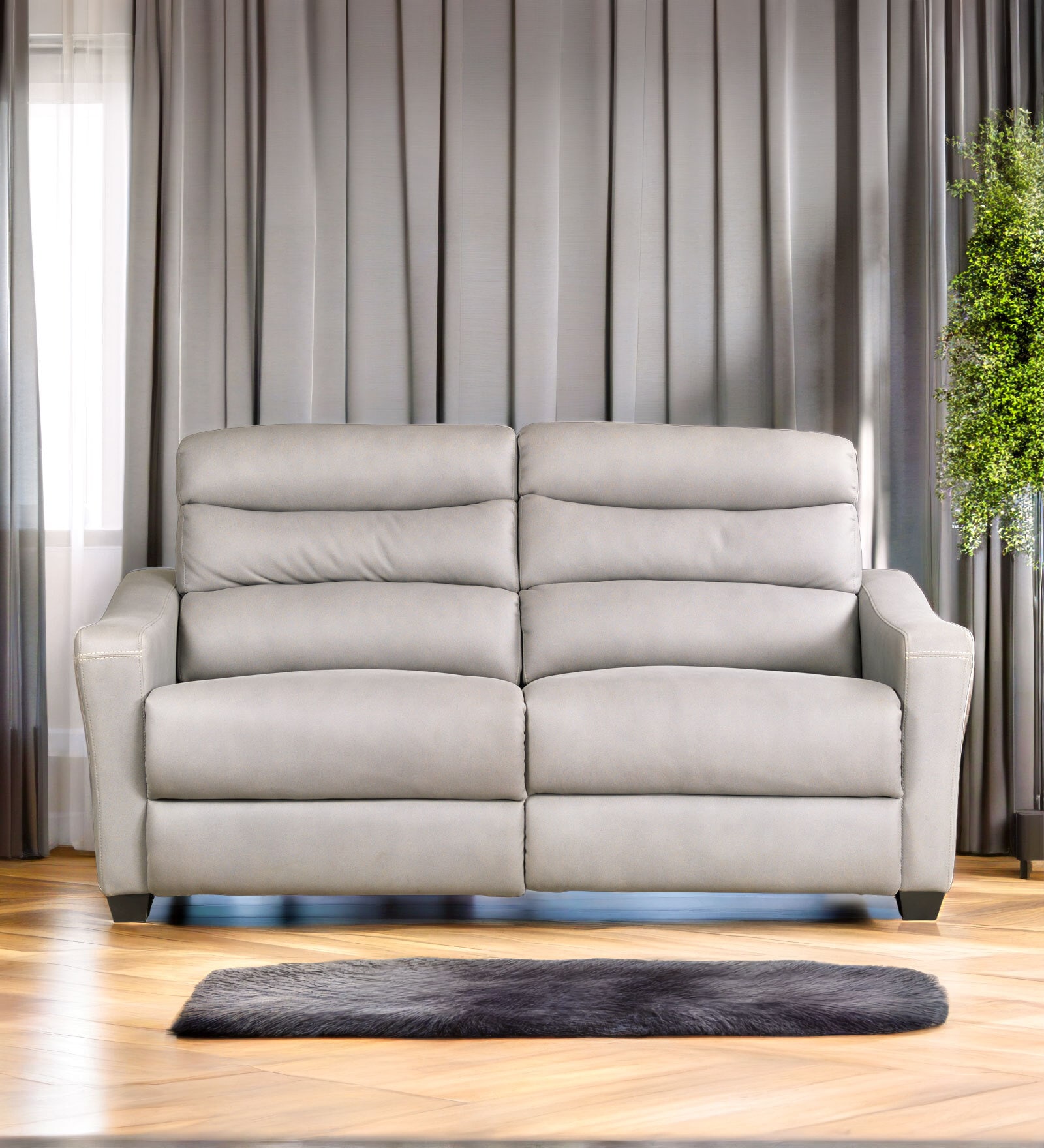 Ariana Fabric 3 Seater Motorized Recliner in Grey Colour  with USB Port