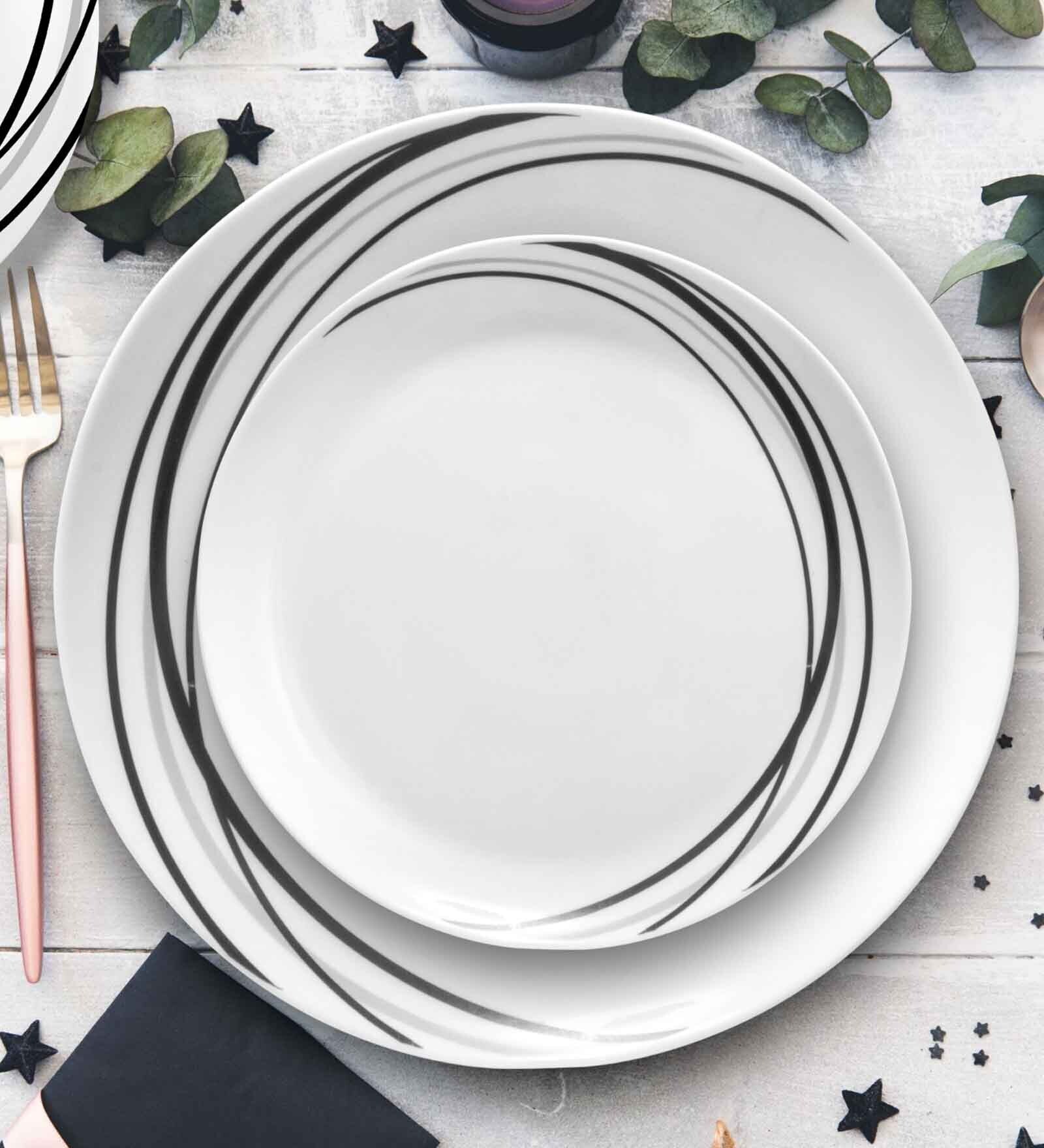 Arias Moon Black Fantasy 33 Pcs Glass Opalware Dinner Set Arias Moon Black Fantasy 33 Pcs Glass Opalware Dinner Set