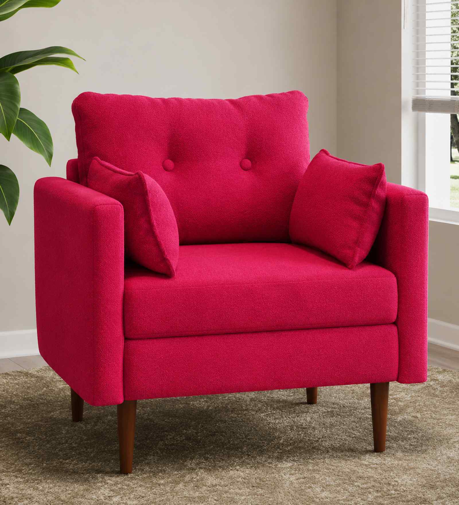 Arihana Boucle Fabric Accent Chair In Blue Colour