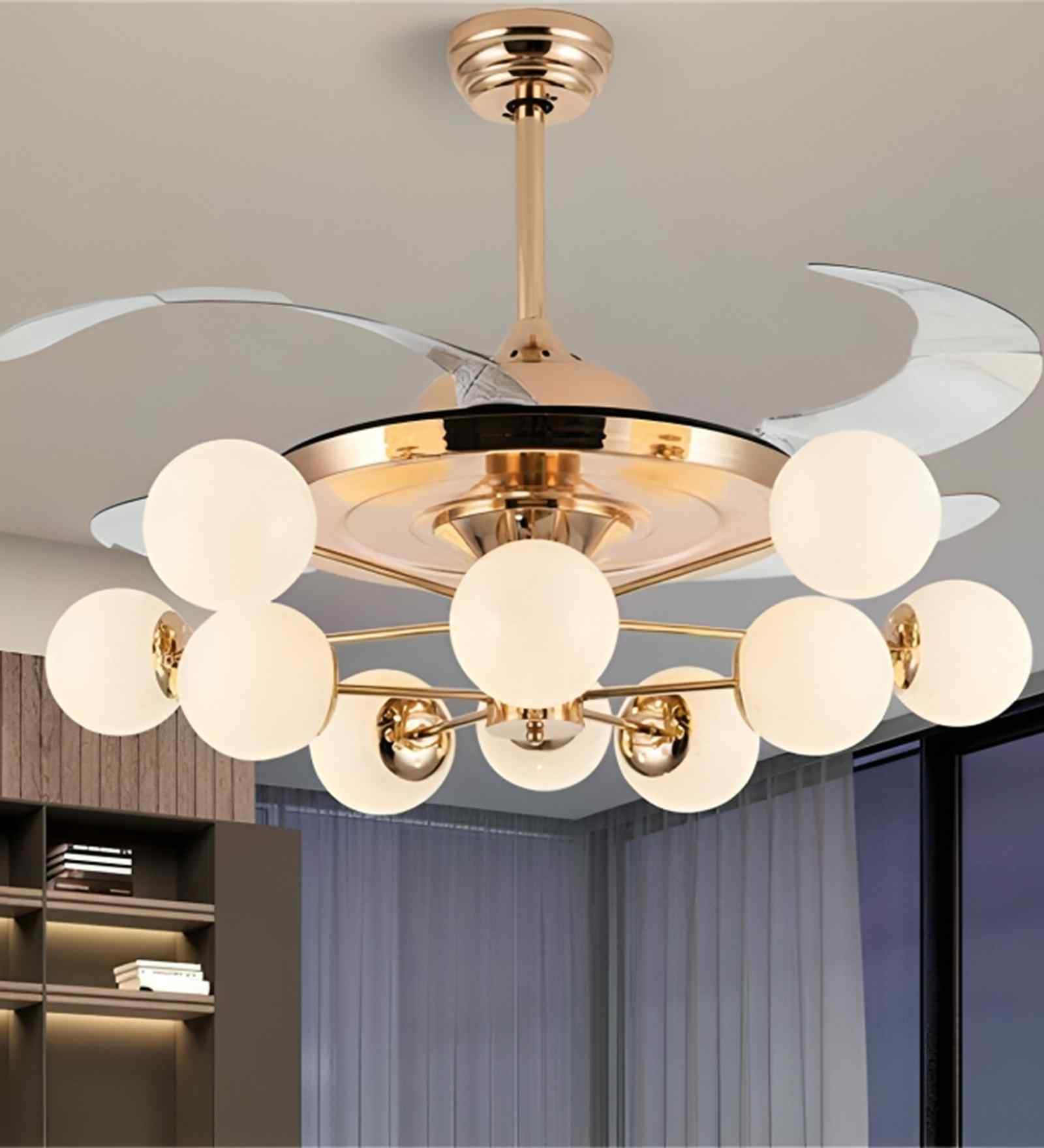 Aris Smart Fan Gold Metal + Glass , Google & Alexa Remote & App Control