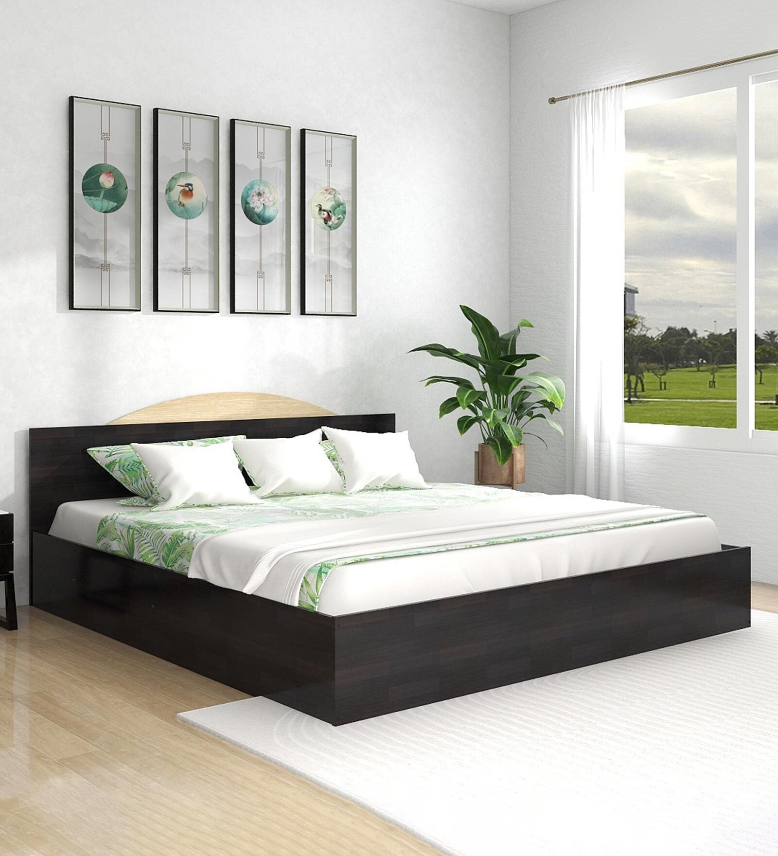 Arisa King Size Bed  in Wenge Finish with Box Storage