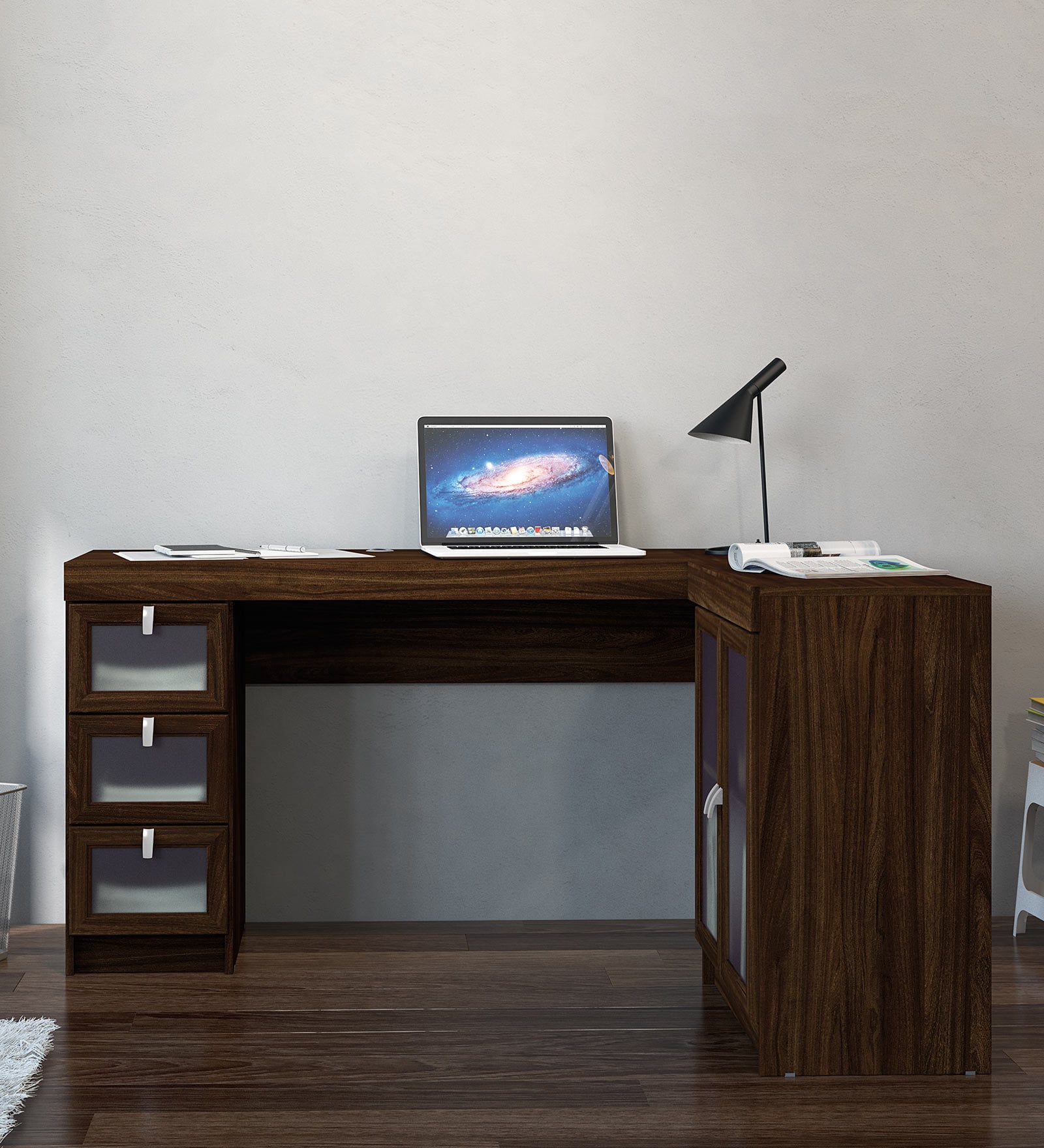Buy Arisa Study Table With Drawers & In Walnut Brown Finish By