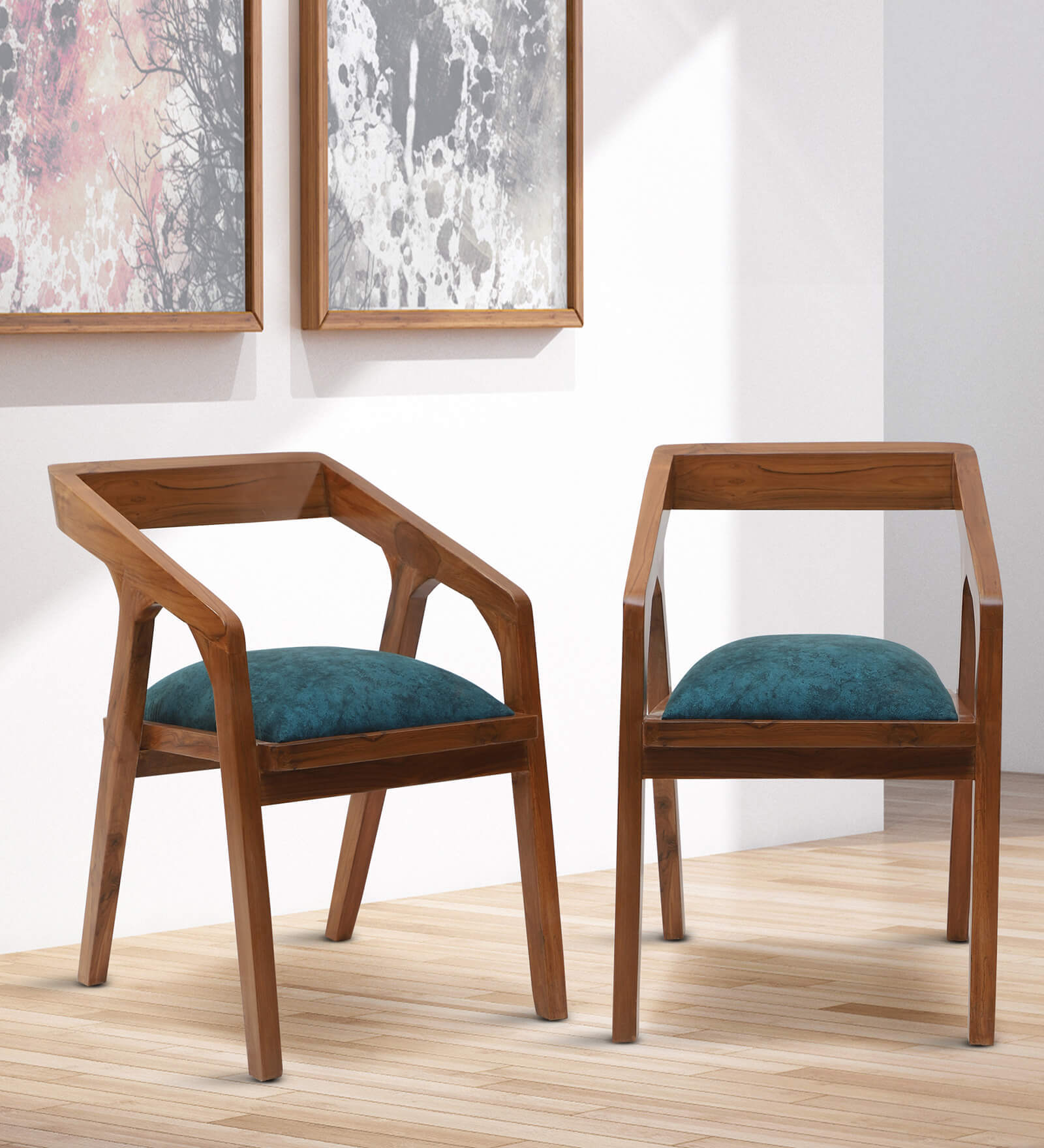 Aristo Teak Wood Arm Chair In Teak Finish (Set of 2)