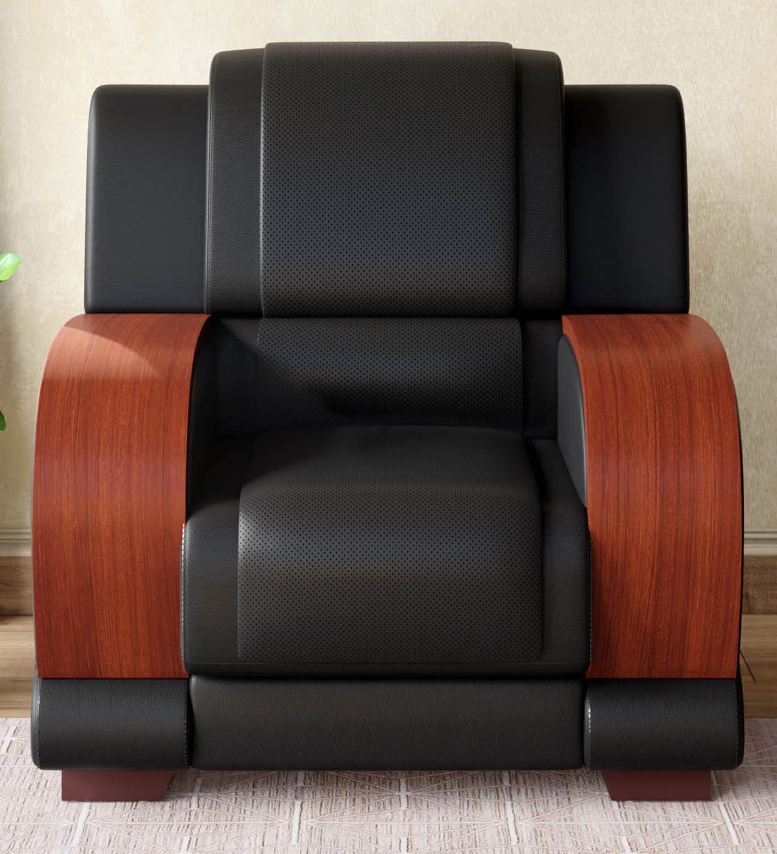 Aristocrat Advance Leatherette 1 Seater Sofa In Black Colour