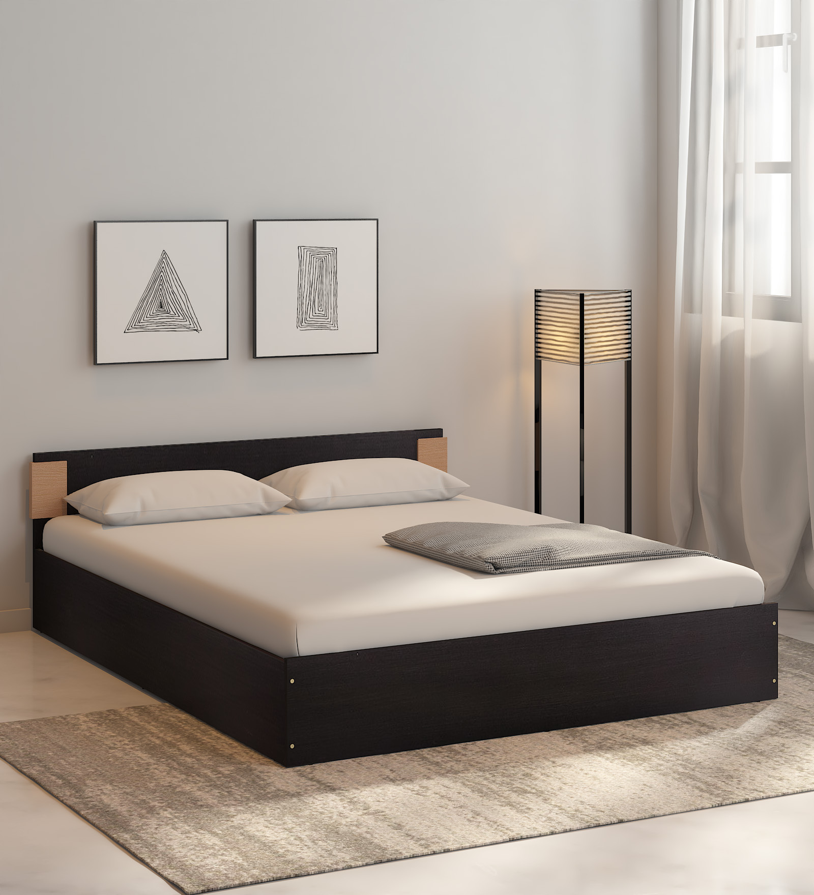 Arisu Queen Size Bed in Wenge Finish