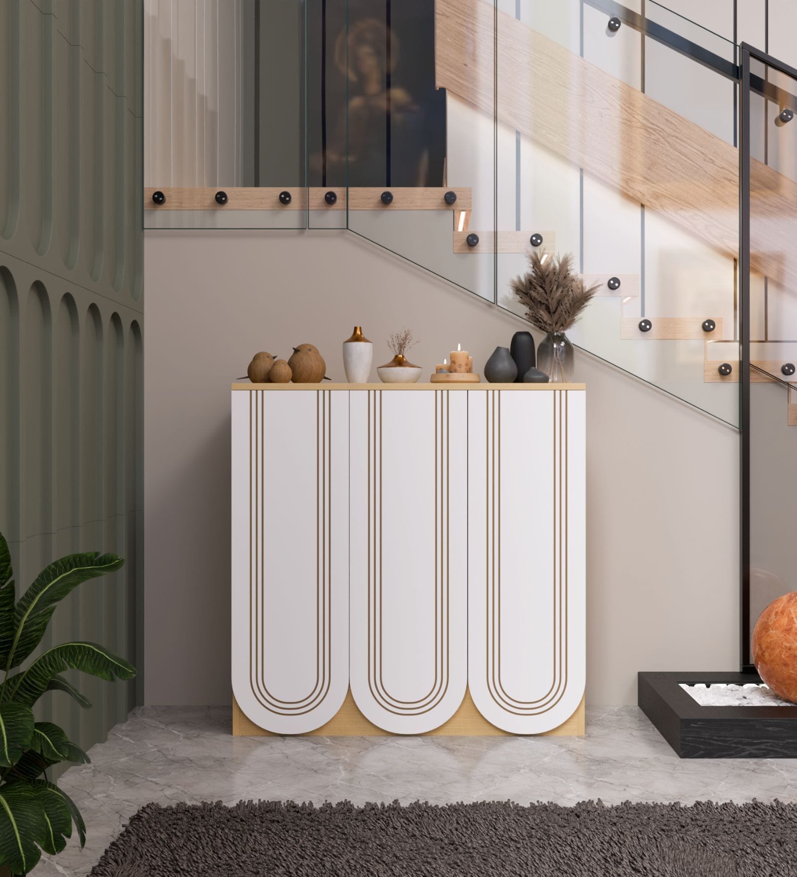 Arkane Shoe Rack In Albert Maple And White Finish