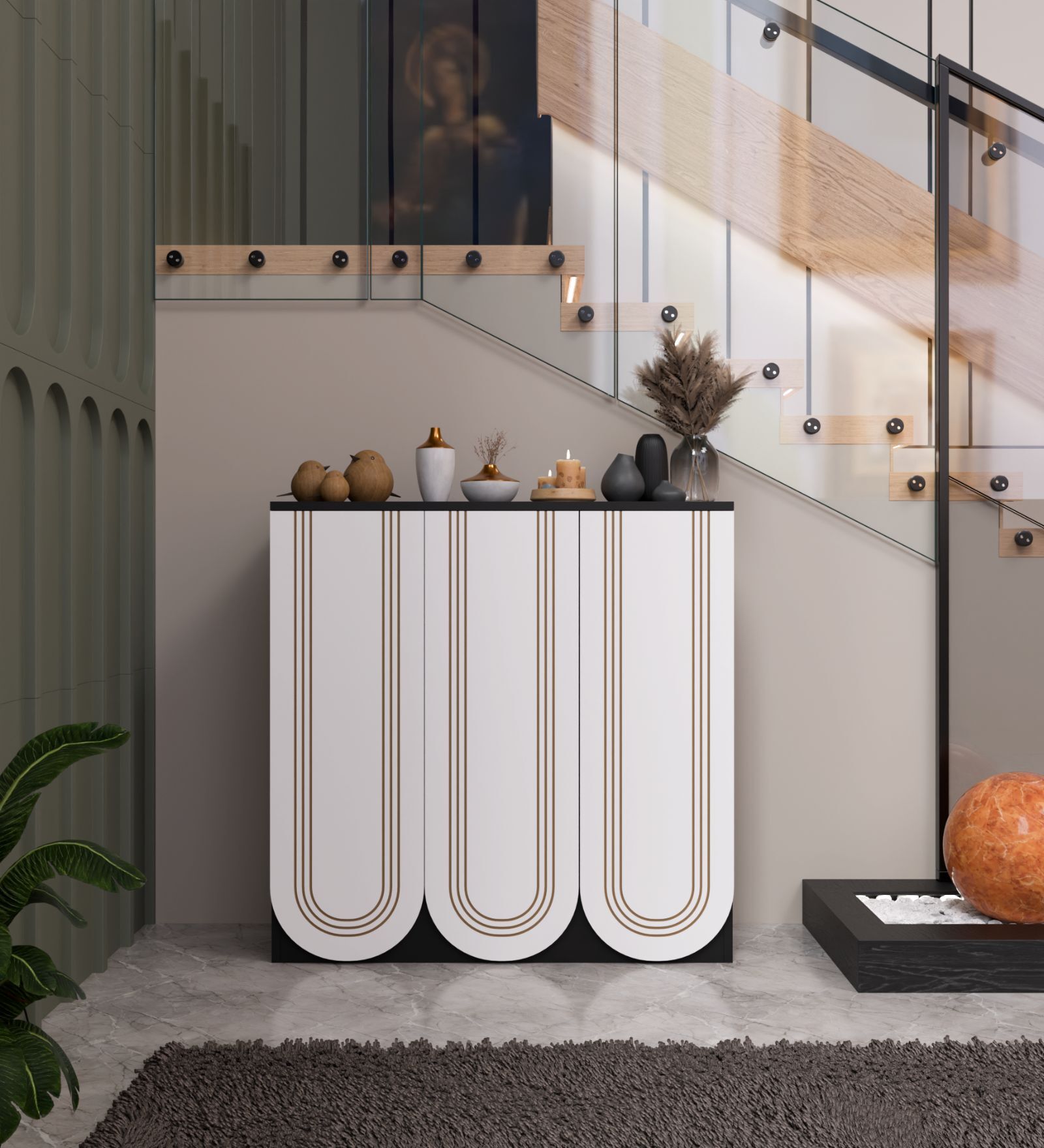 Arkane Shoe Rack In Black And White Finish