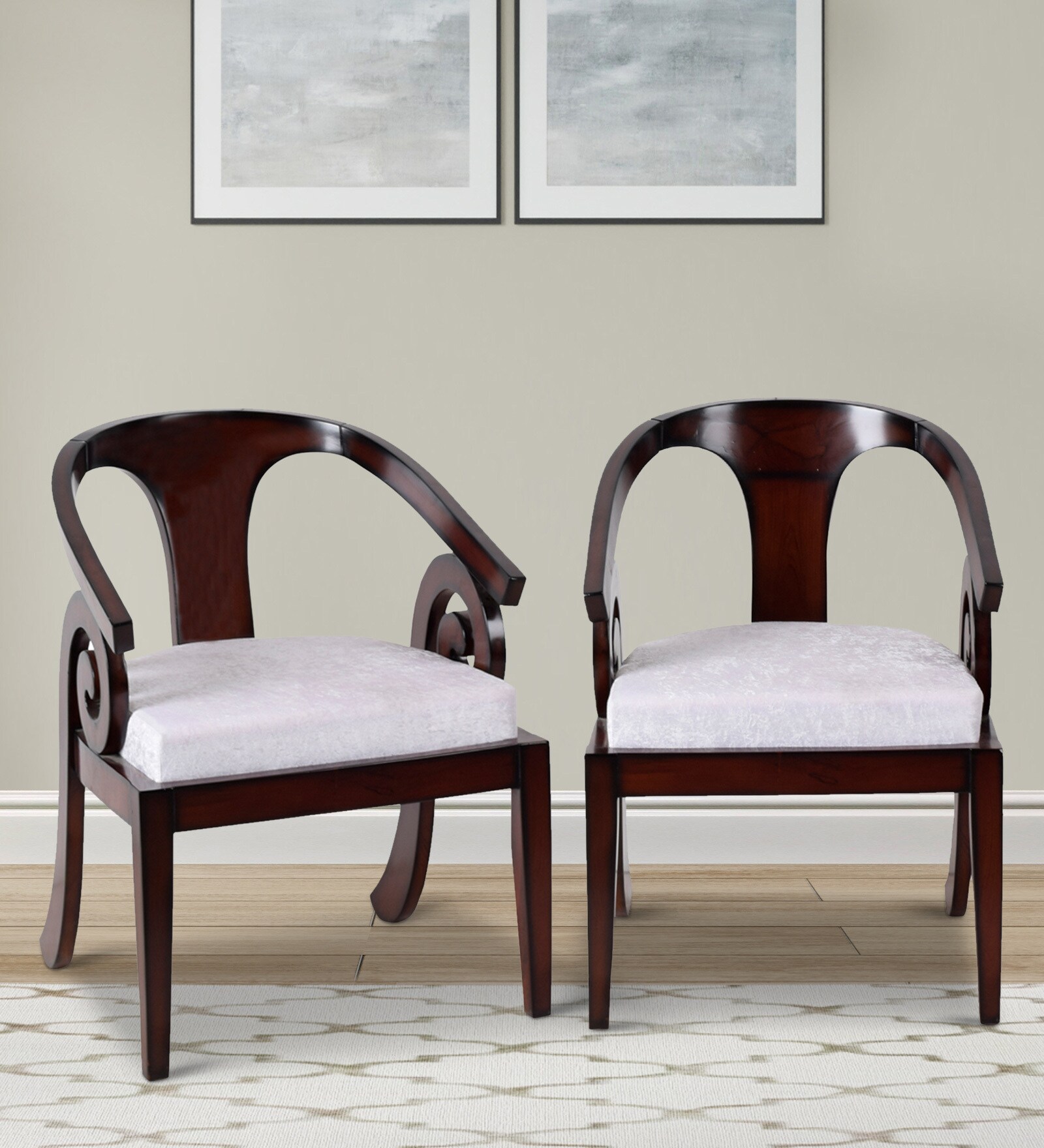Arlaxa Solid Wood Arm Chair in Brown Finish (Set Of 2)