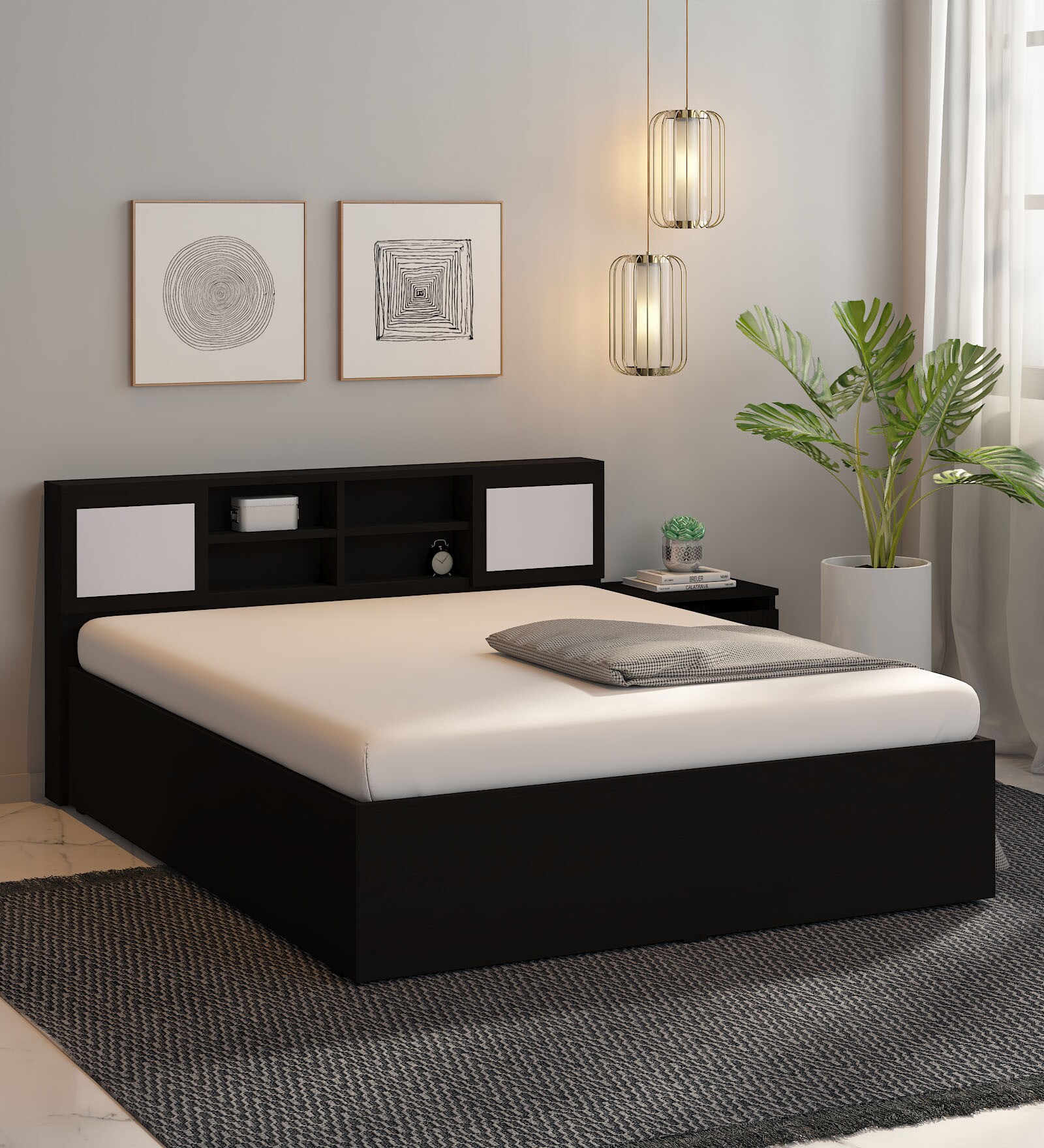 Buy Arlen Queen Size Bed in Wenge Finish with Box Storage at 33 OFF by