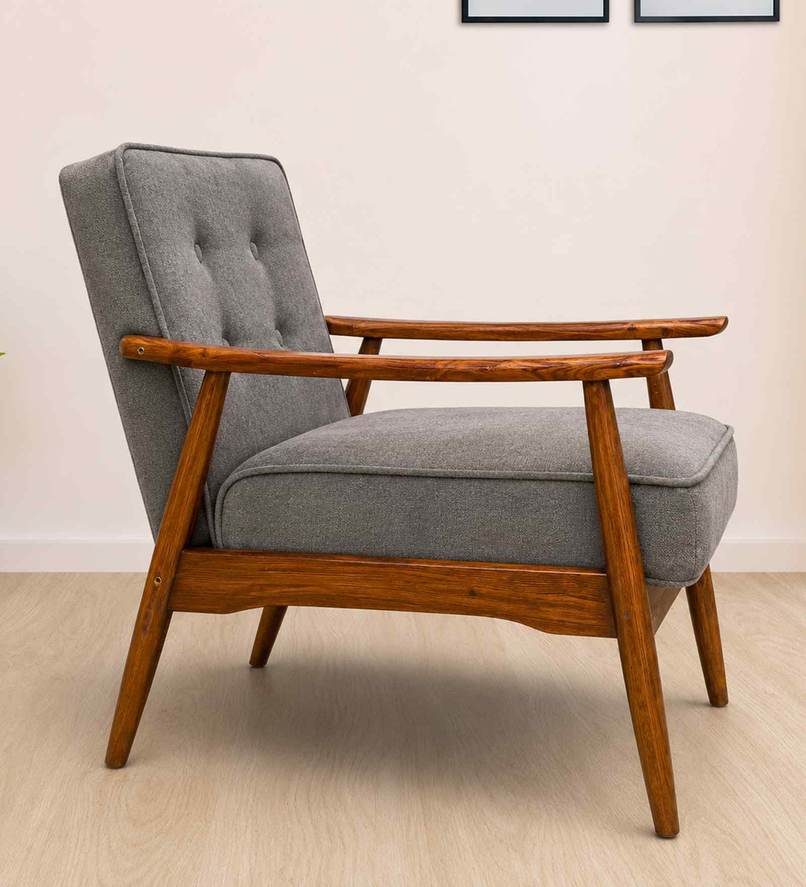 Armari Boucle Fabric Arm Chair In Grey Colour