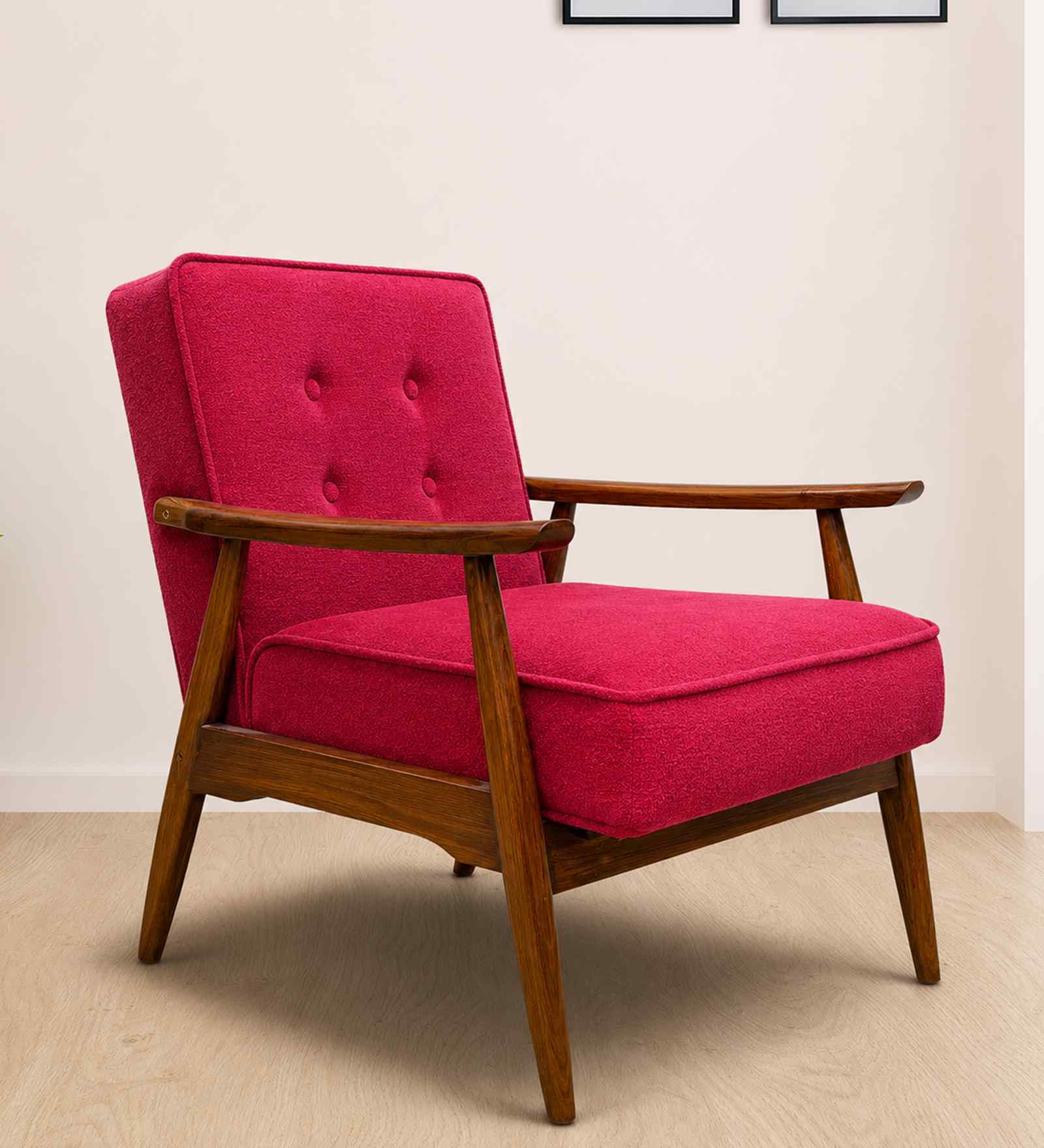 Armari Boucle Fabric Arm Chair In Red Colour