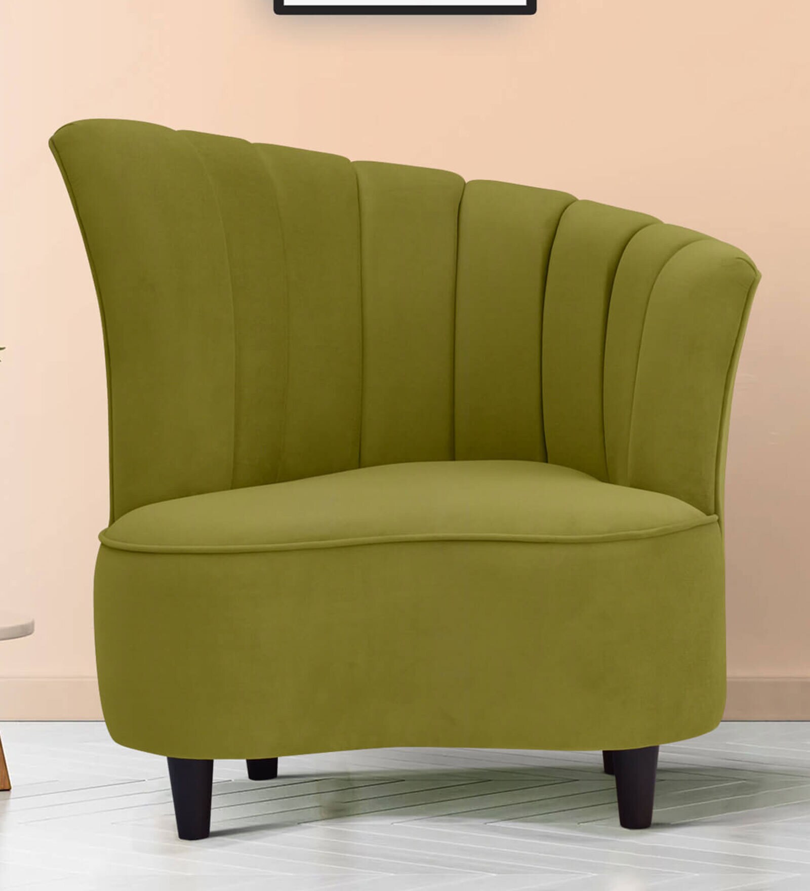 Velma Velvet 1 Seater Accent Chair In Moss Green Colour