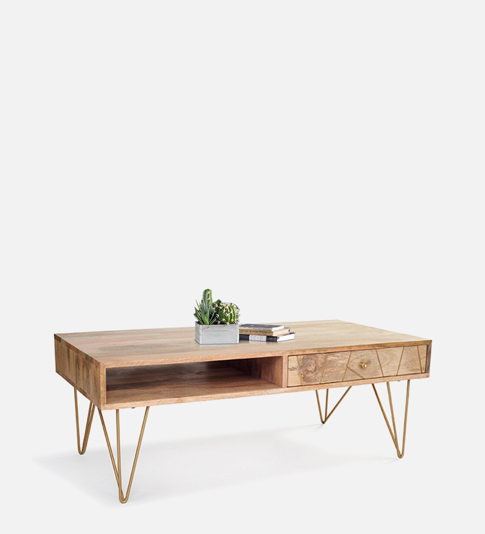 Buy Art Deco Metal Coffee Table in Natural Finish at 100 OFF by Orange