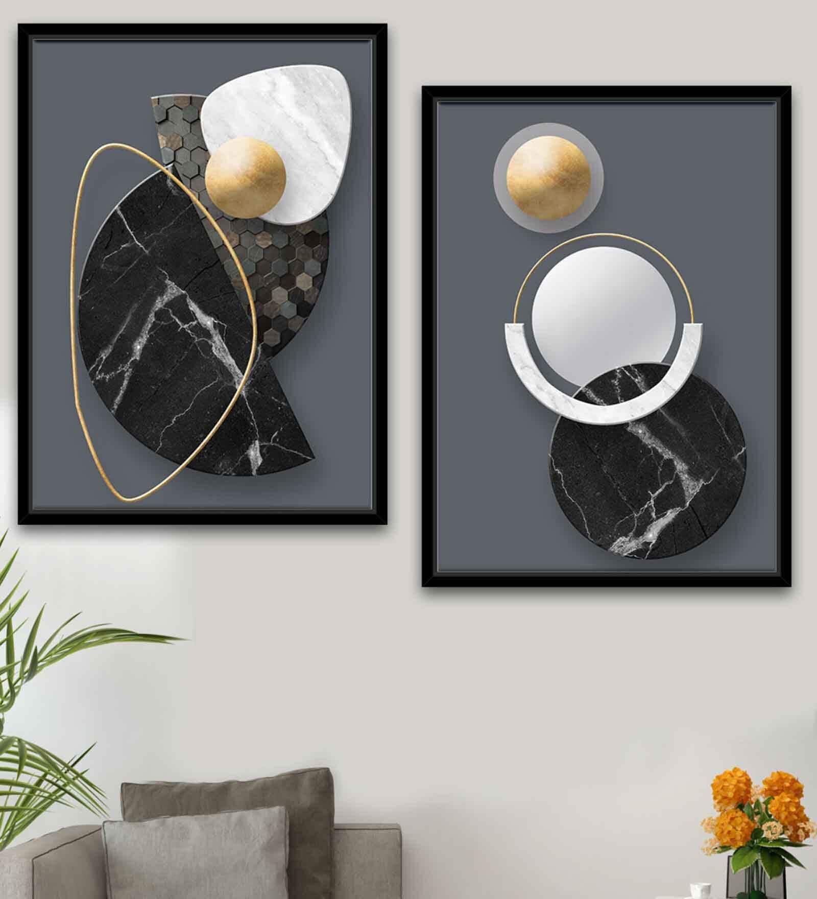 Traditionales Gold Canvas Framed Wildlife Art Print Set of 2