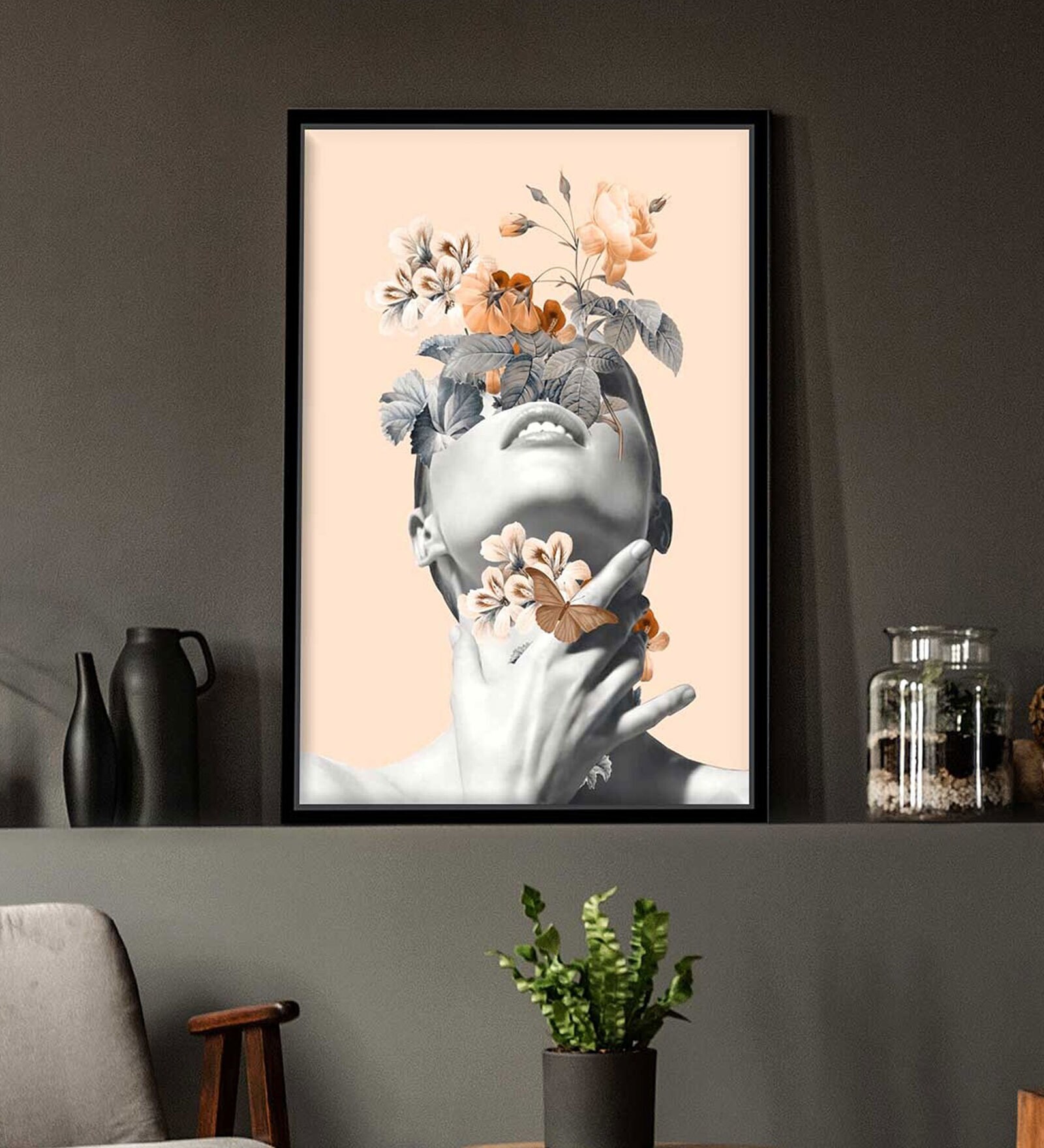 Art Street Biscuit Beige Inner Beauty Framed Canvas Art Print For Home D cor