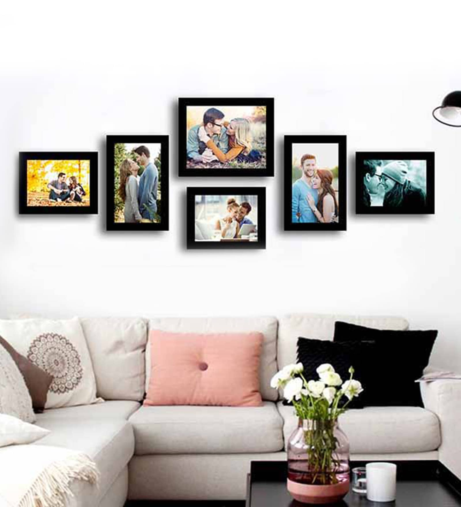 Ams Set Of 6 Black Solid Wood Collage Photo Frames