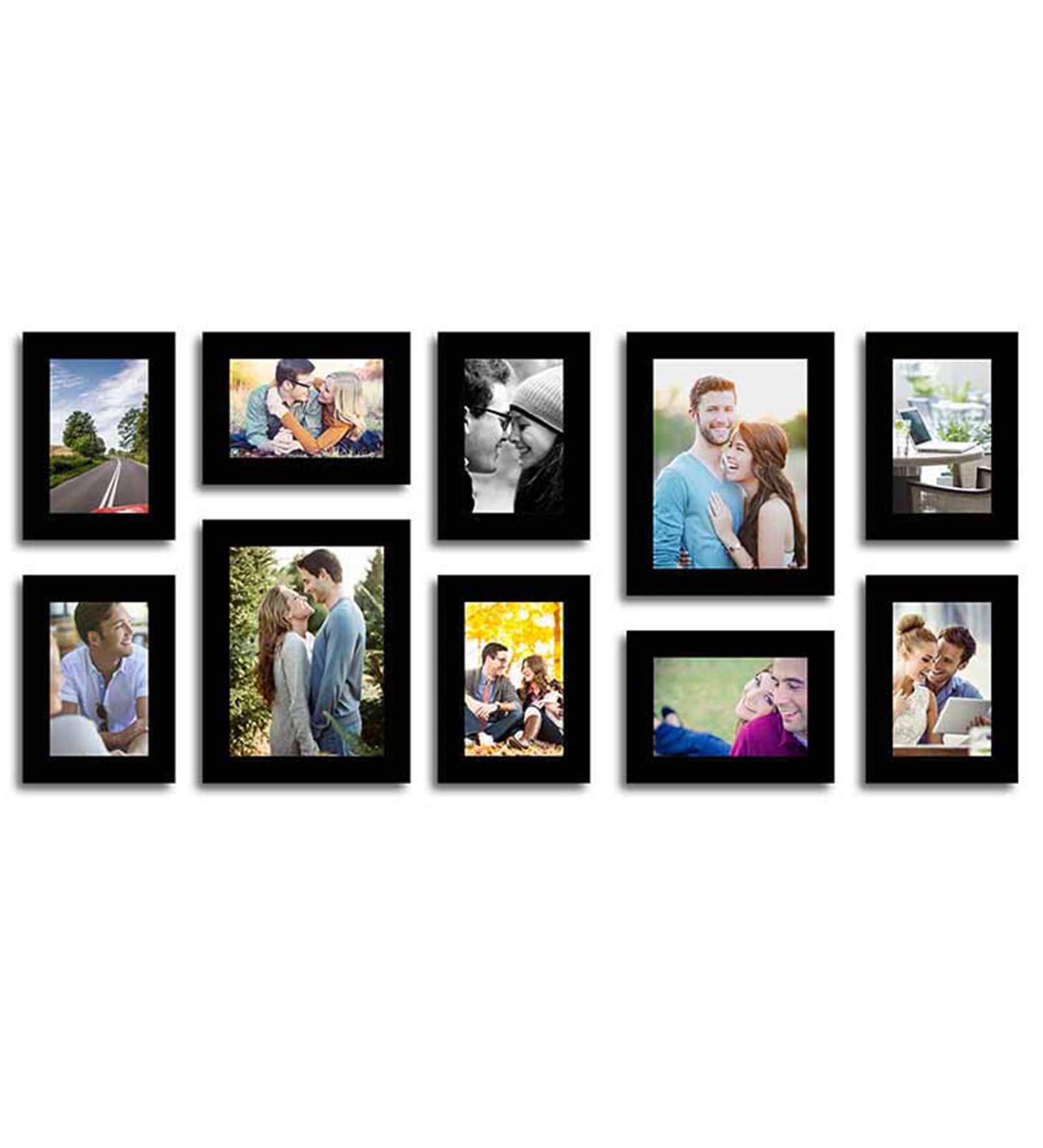Olive Set Of 10 Black Solid Wood Collage Photo Frames