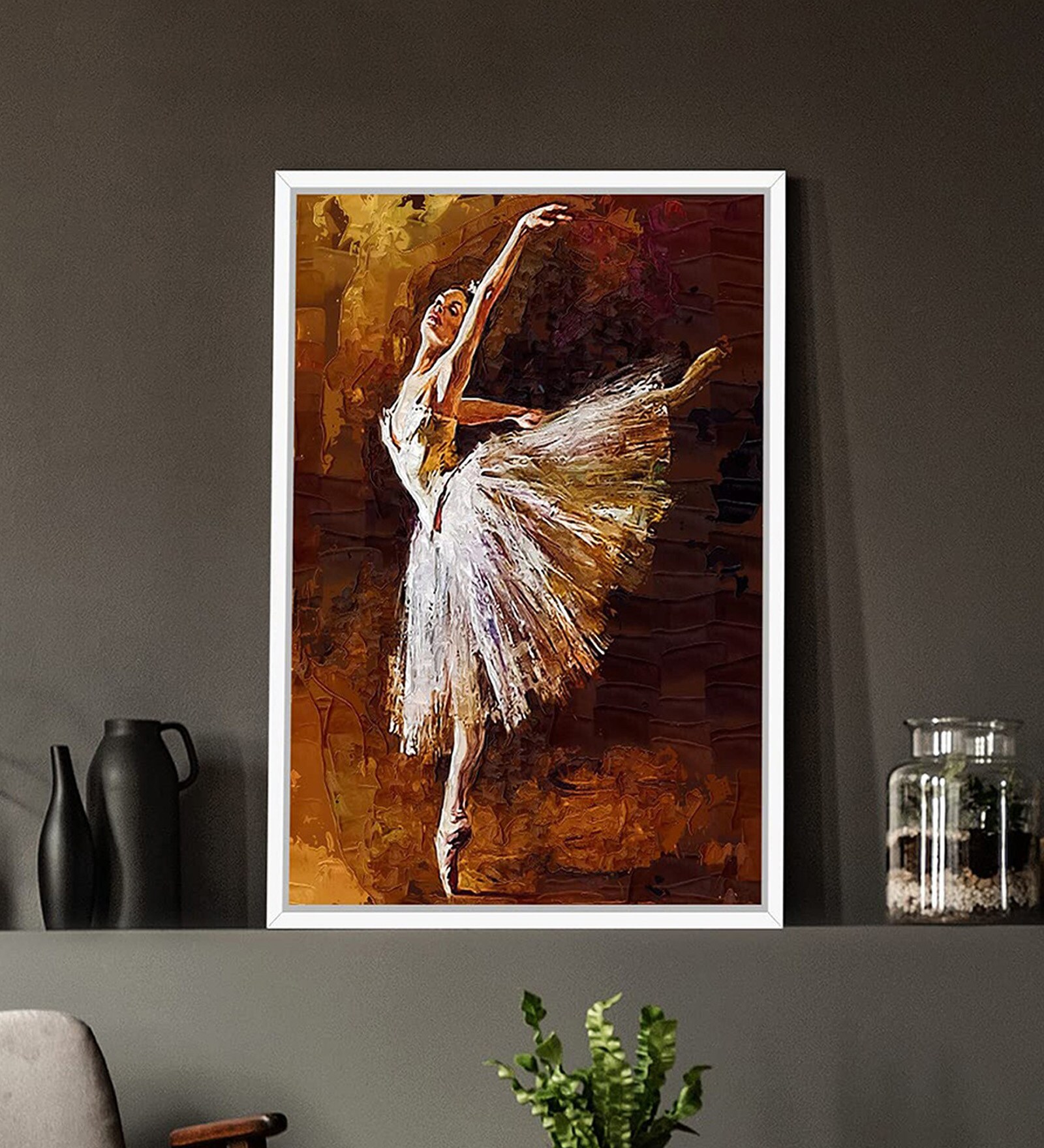 Art Street Canvas Painting Blue & Pink Abstract Theme Wall Art Painting with Wooden Frame