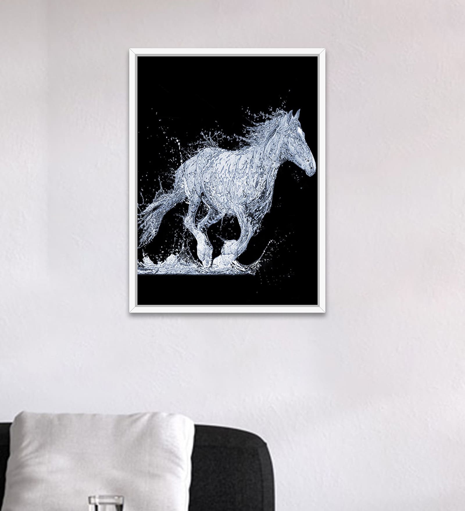 Art Street Canvas Painting Horse Wall Art Painting with Wooden Frame